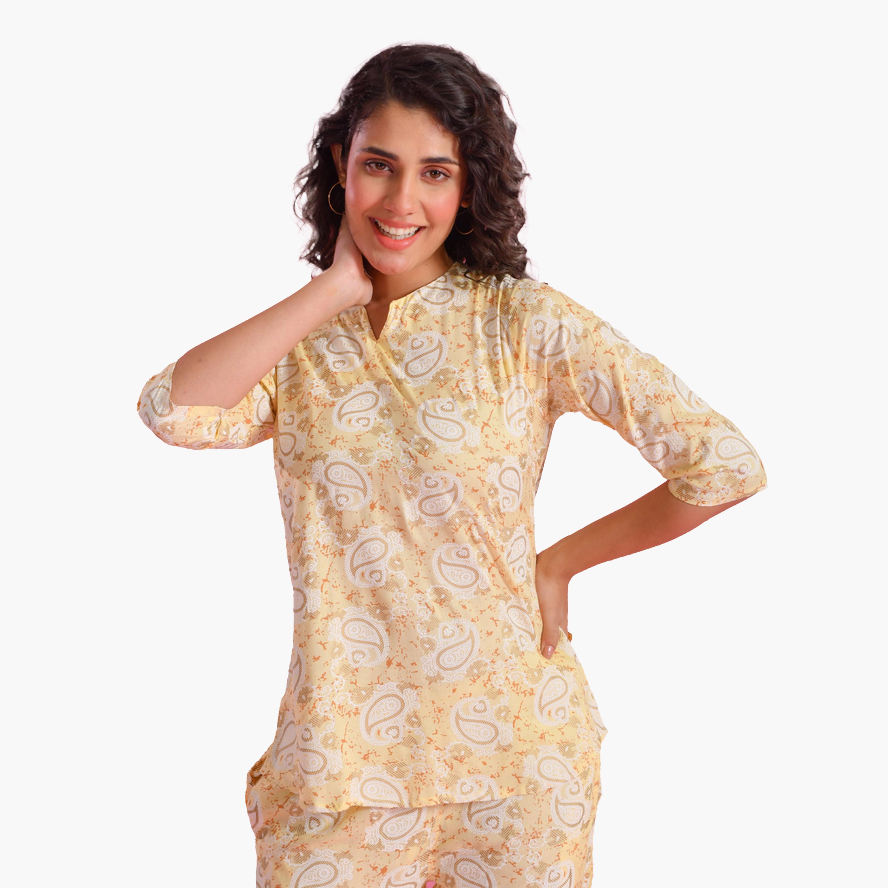 سانسكروتي هومز × ستايلي - طقم بنطال بيجاما وقميص مطبوع-women-clothing-nightwear-pyjamas-longsets-image-2