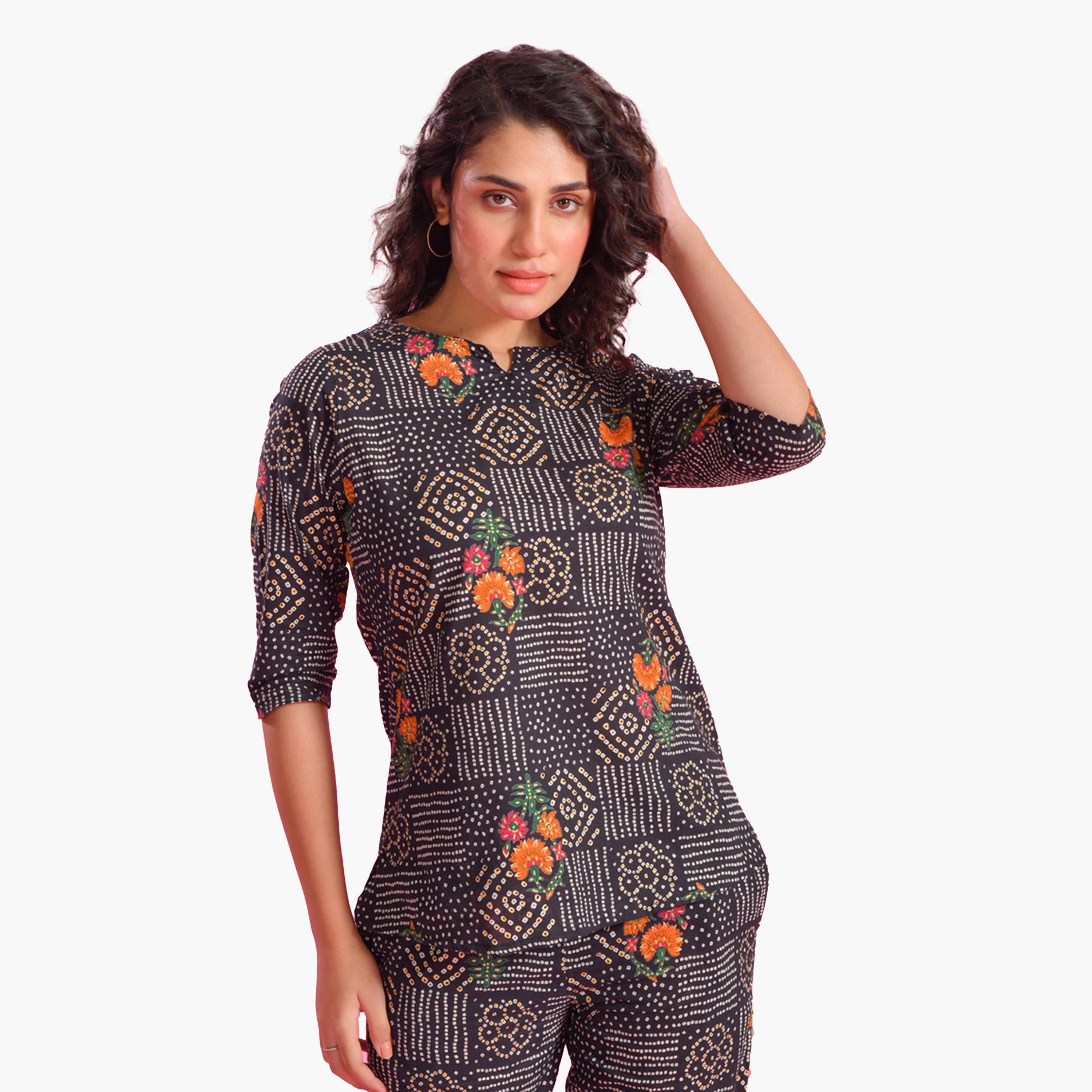 سانسكروتي هومز × ستايلي - طقم بنطال بيجامة وقميص مطبوع من القطن الخالص-women-clothing-nightwear-pyjamas-longsets-image-2