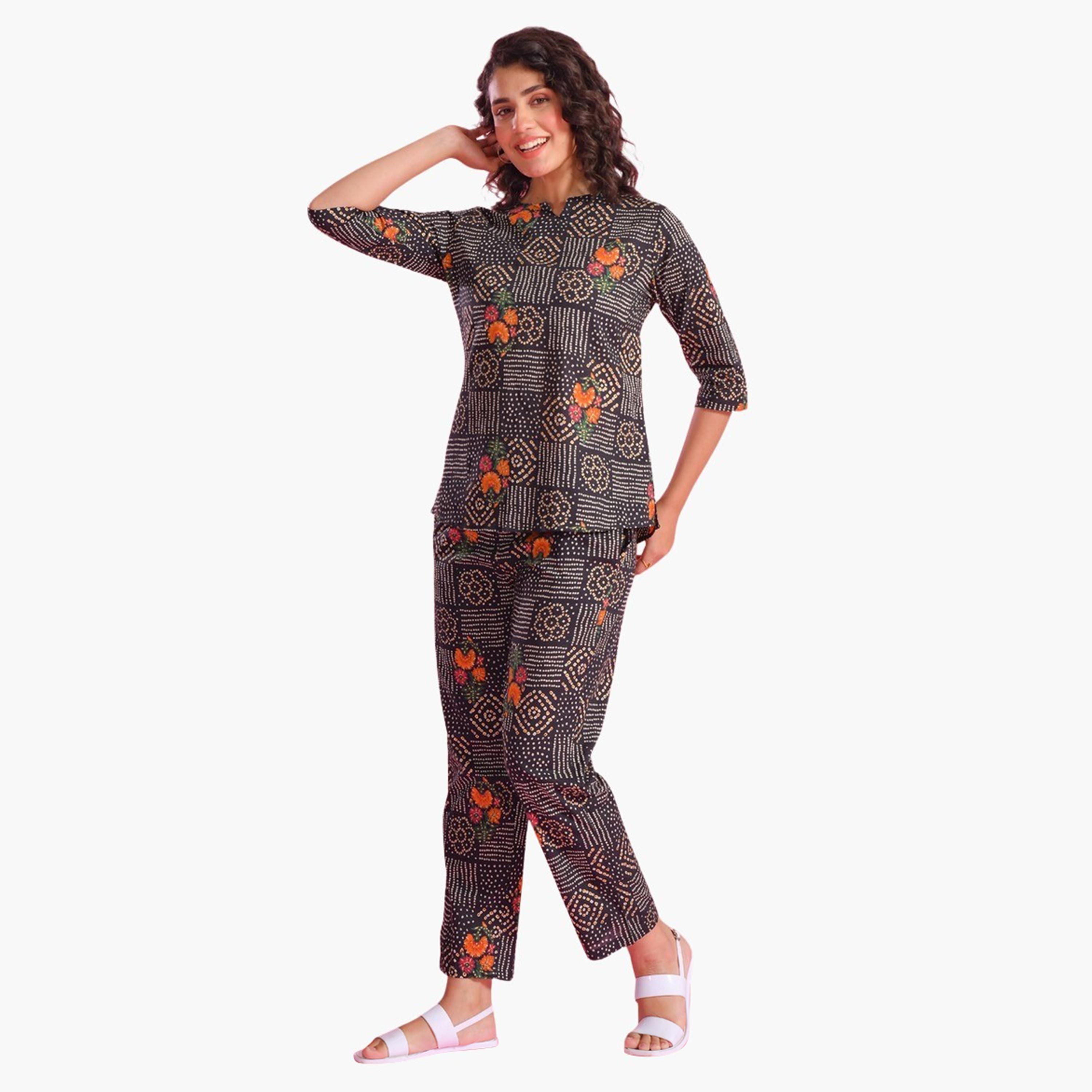 Sanskrutihomes X Styli Pure Cotton Printed Notch Neck Top and Pyjama Set-women-clothing-nightwear-pyjamas-longsets-image-4