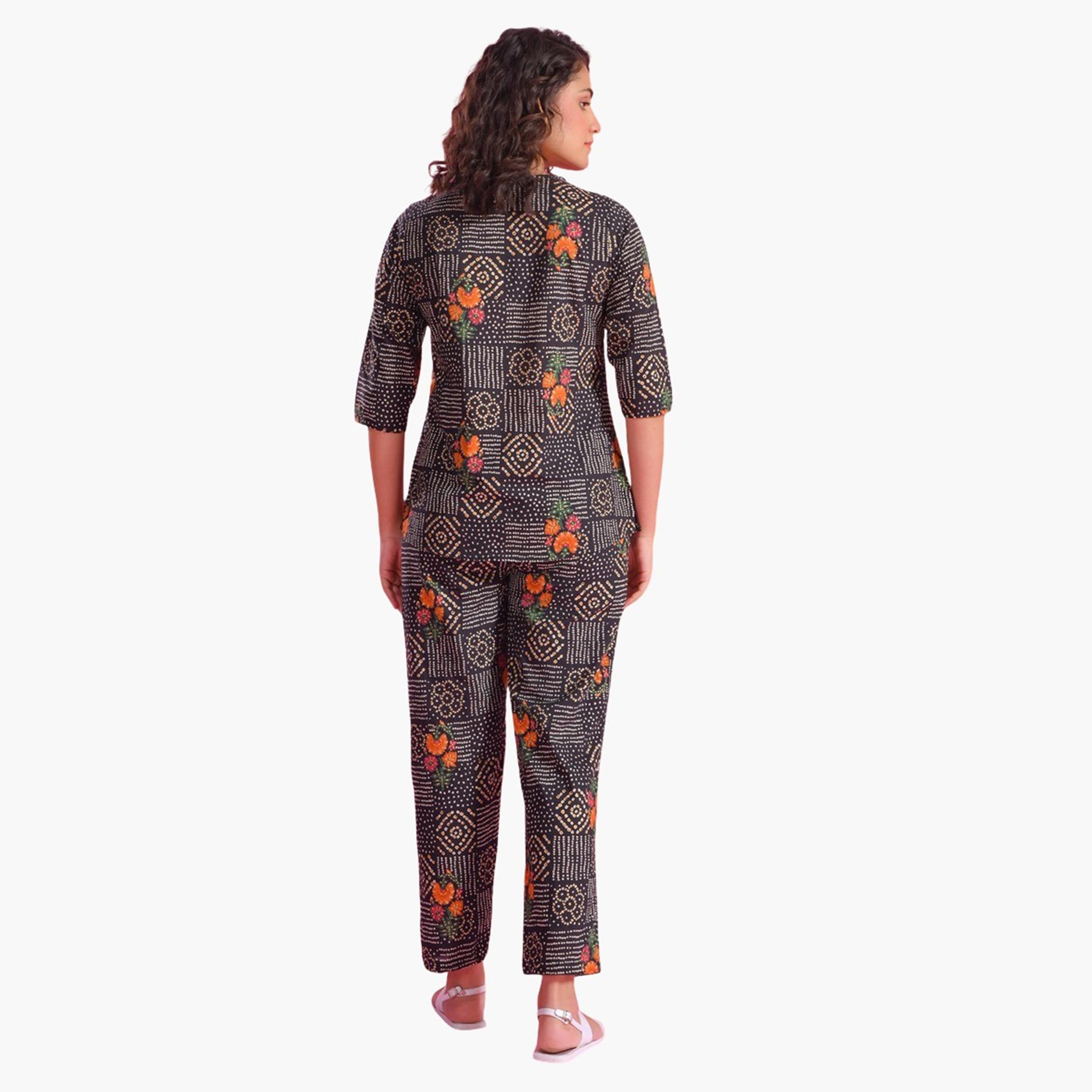 Sanskrutihomes X Styli Pure Cotton Printed Notch Neck Top and Pyjama Set-women-clothing-nightwear-pyjamas-longsets-image-5
