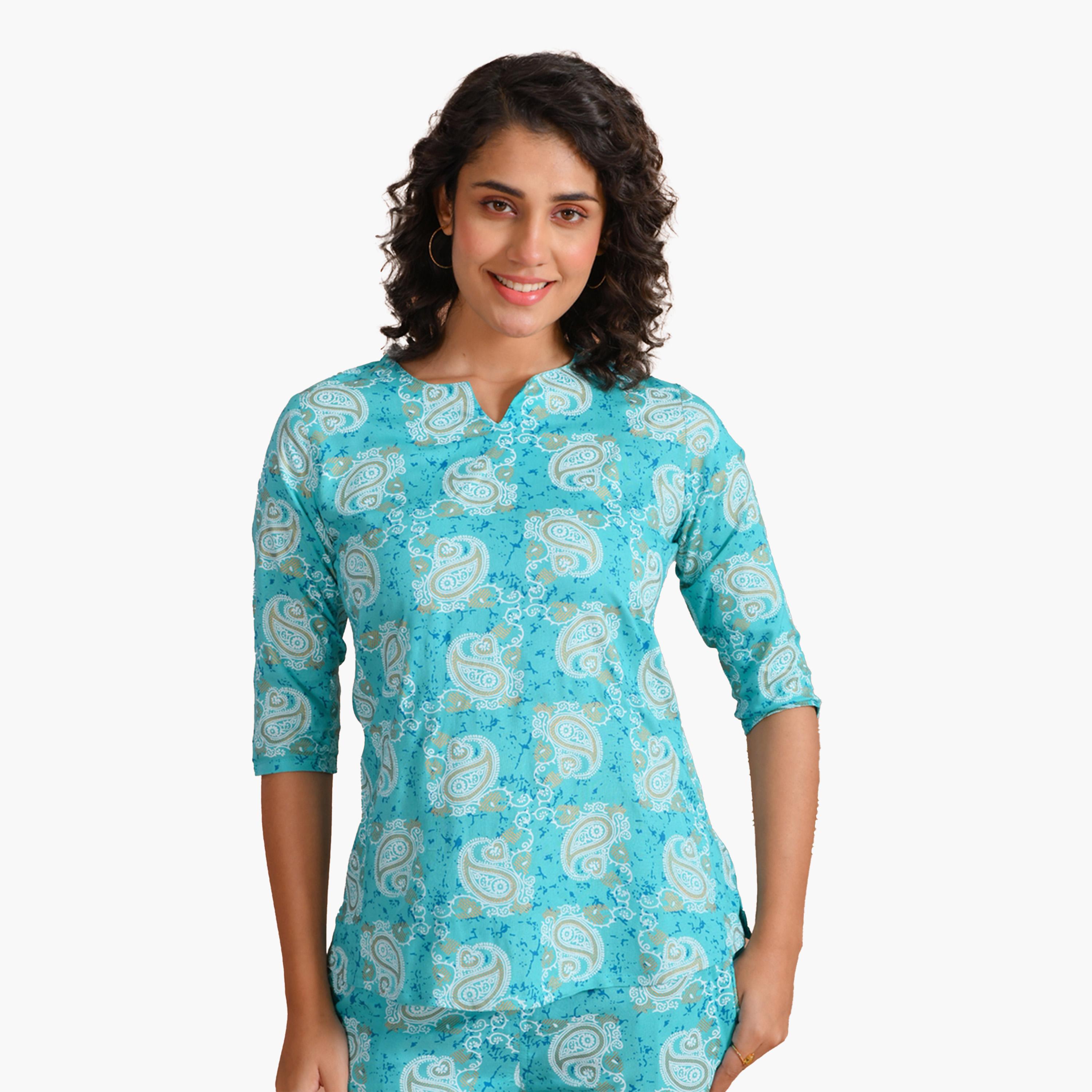 سانسكروتي هومز × ستايلي - طقم بنطال بيجاما وقميص مطبوع-women-clothing-nightwear-pyjamas-longsets-image-2