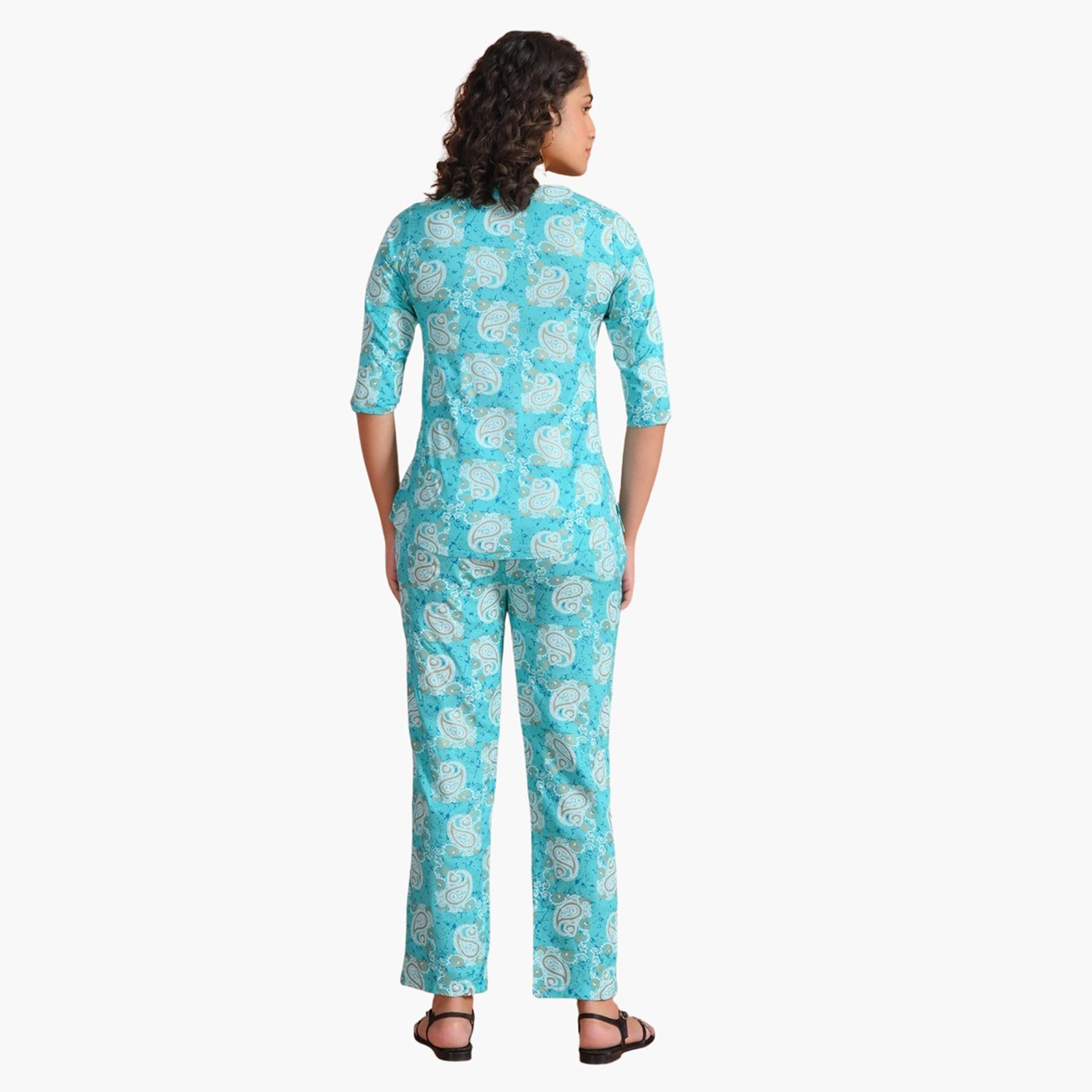 سانسكروتي هومز × ستايلي - طقم بنطال بيجاما وقميص مطبوع-women-clothing-nightwear-pyjamas-longsets-image-3