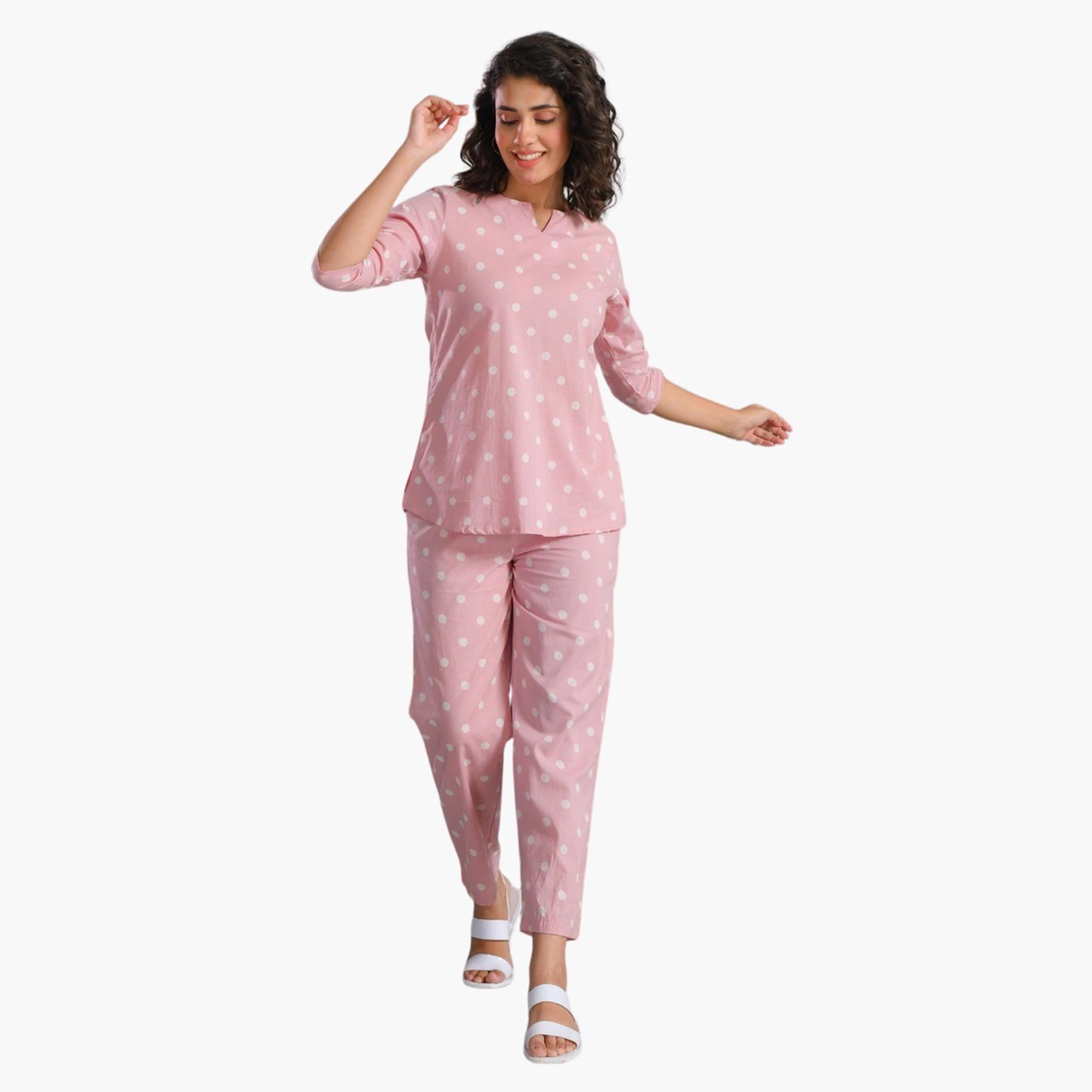 سانسكروتي هومز × ستايلي - طقم بنطال بيجامة وقميص مطبوع من القطن الخالص-women-clothing-nightwear-pyjamas-longsets-image-1