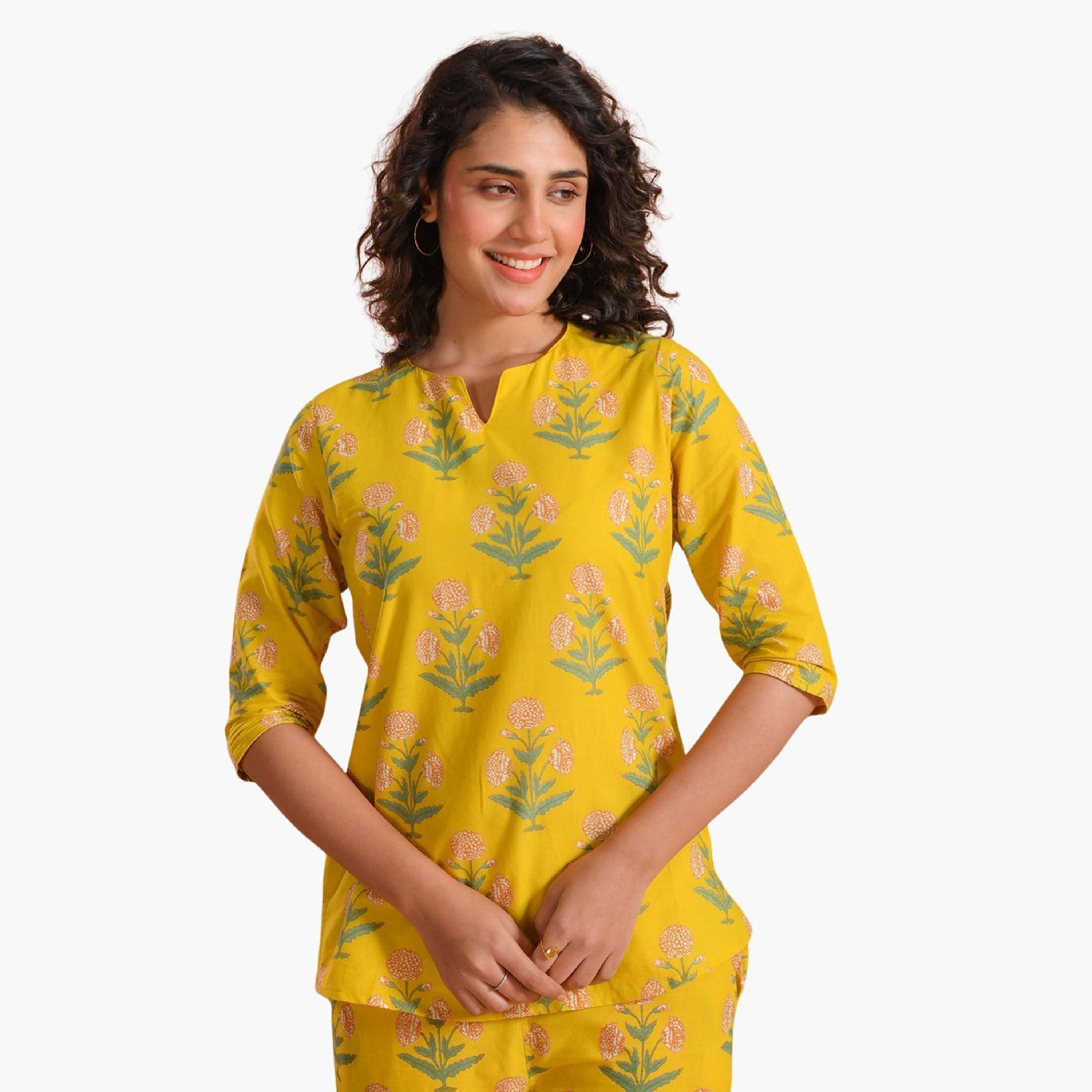 سانسكروتي هومز × ستايلي - طقم بنطال بيجامة وقميص مطبوع من القطن الخالص-women-clothing-nightwear-pyjamas-longsets-image-2