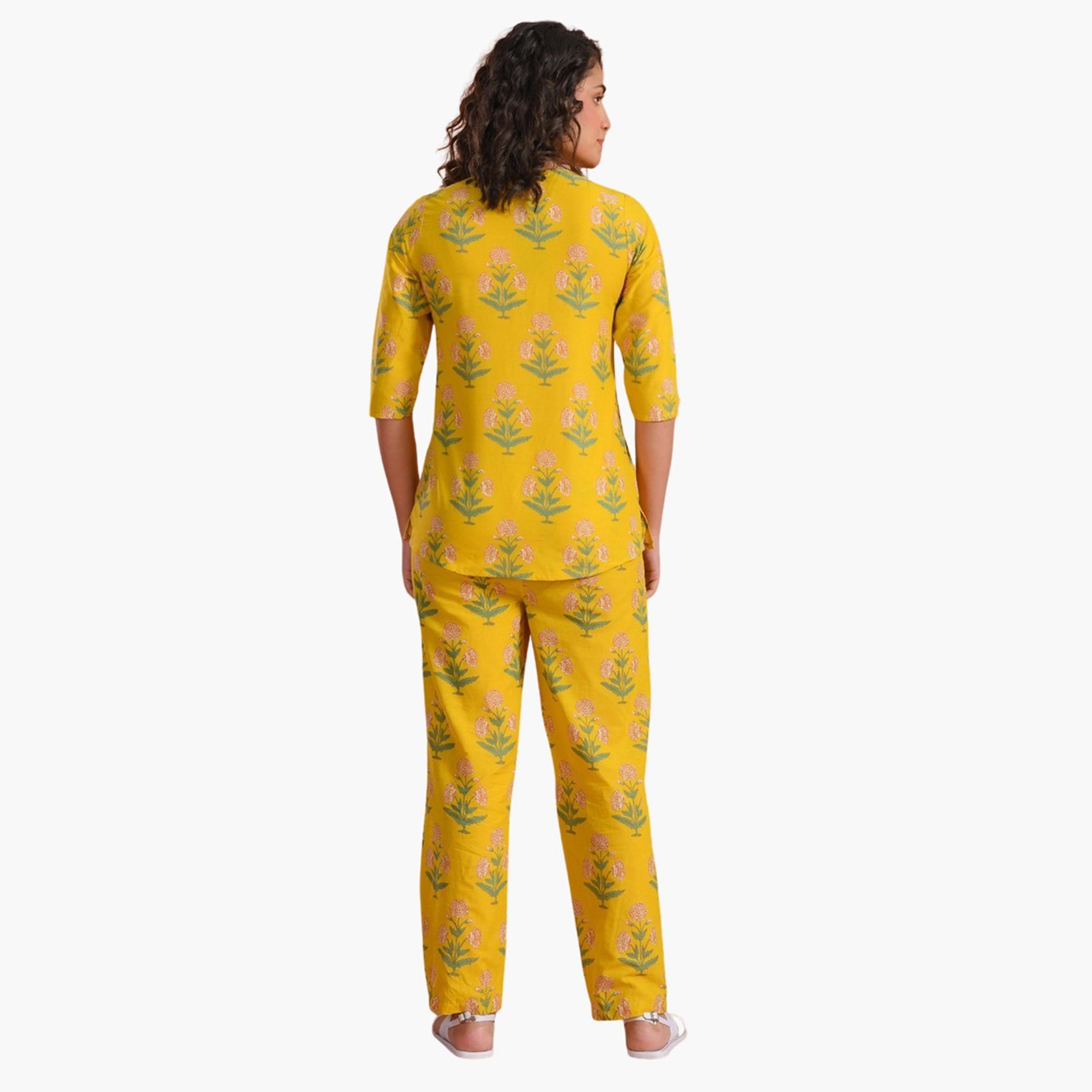 Sanskrutihomes X Styli Pure Cotton Printed Notch Neck Top and Pyjama Set-women-clothing-nightwear-pyjamas-longsets-image-3