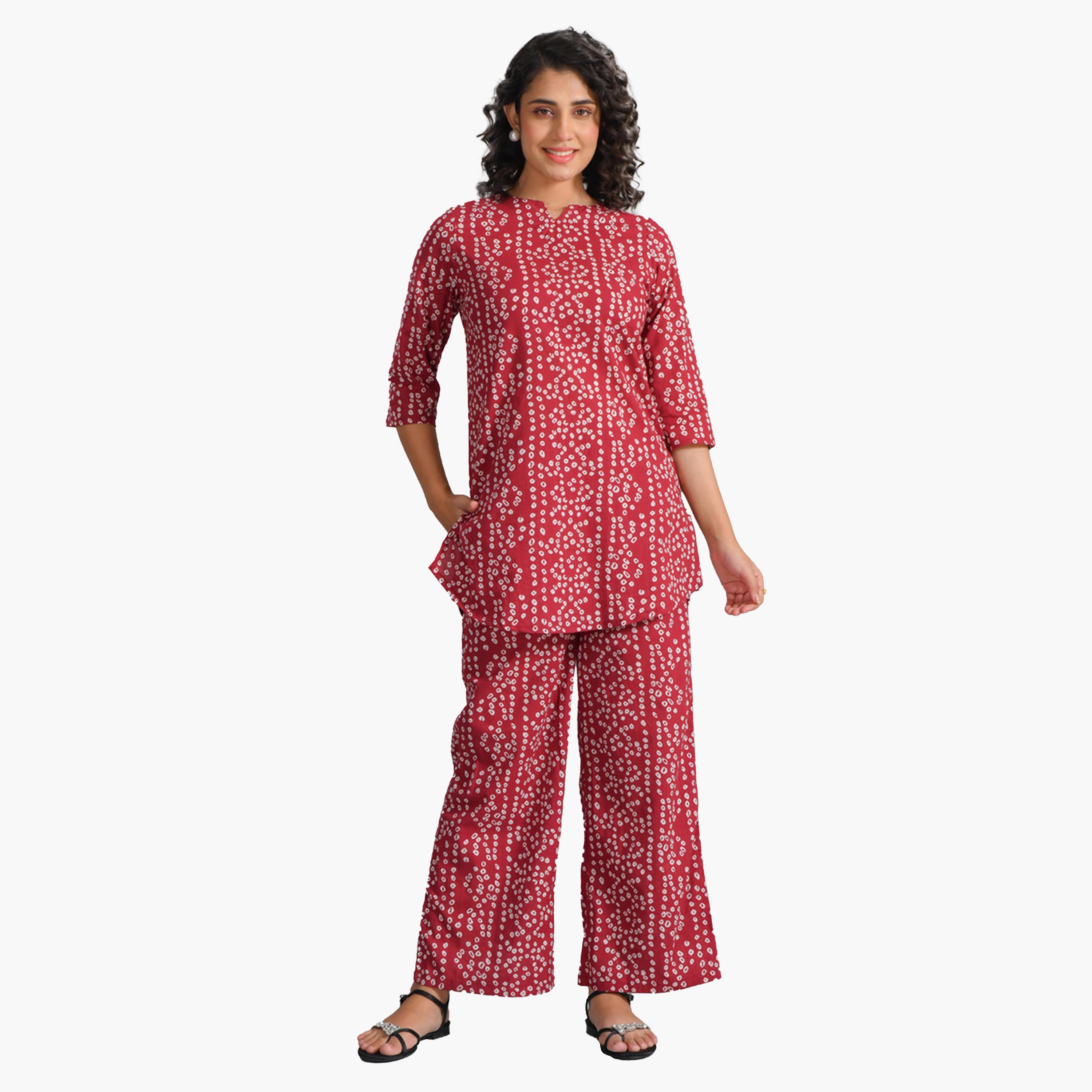 Sanskrutihomes X Styli Pure Cotton Printed Notch Neck Top and Pyjama Set-women-clothing-nightwear-pyjamas-longsets-image-1
