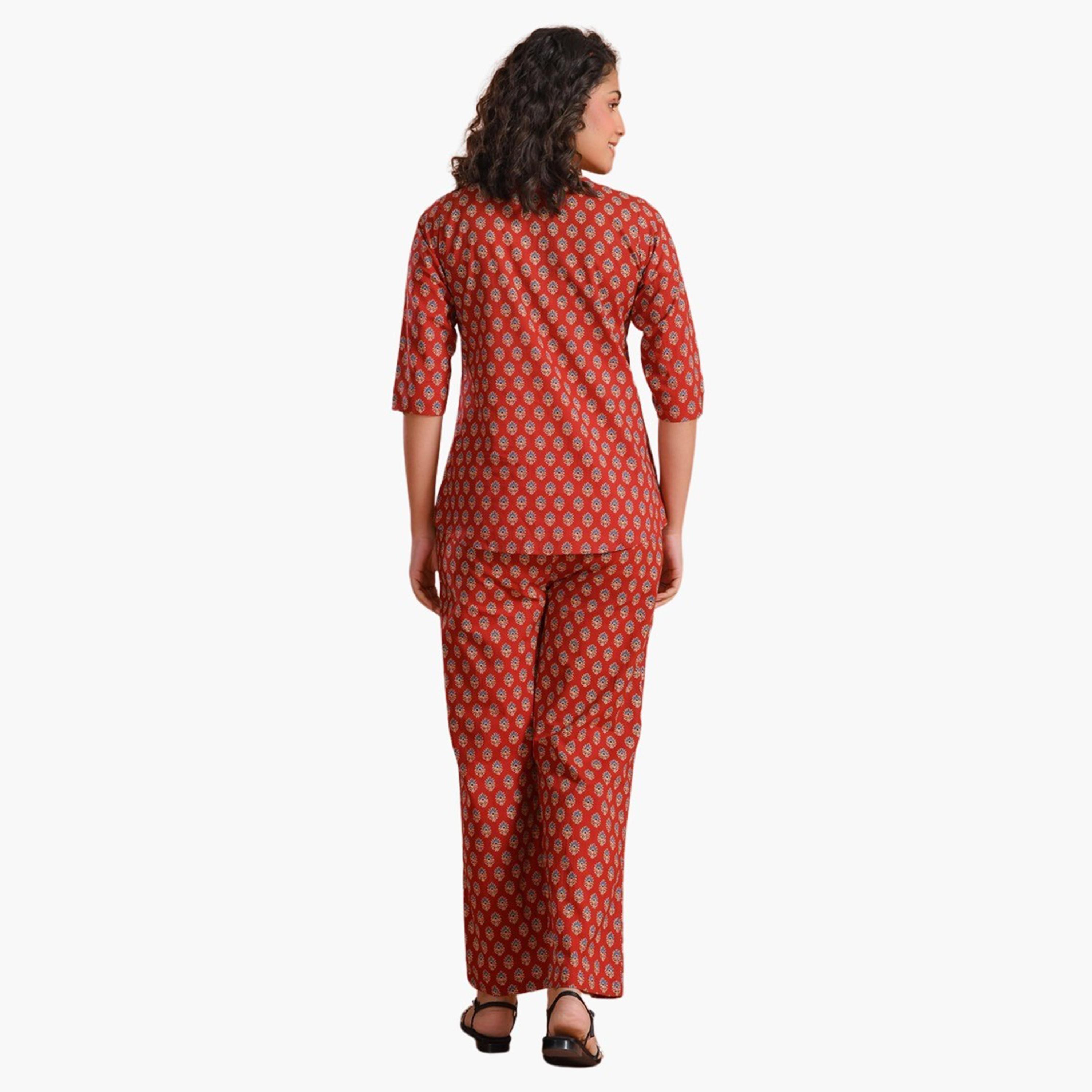 سانسكروتي هومز × ستايلي - طقم بنطال بيجامة وقميص مطبوع من القطن الخالص-women-clothing-nightwear-pyjamas-longsets-image-3
