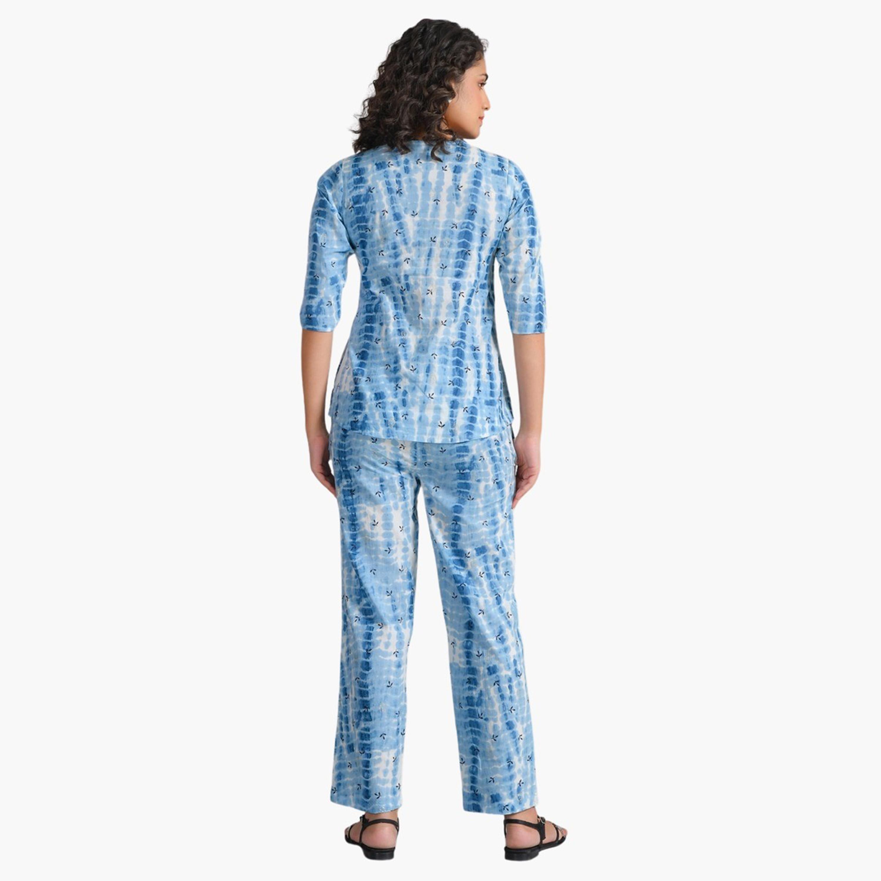 سانسكروتي هومز × ستايلي - طقم بنطال بيجامة وقميص مطبوع من القطن الخالص-women-clothing-nightwear-pyjamas-longsets-image-3