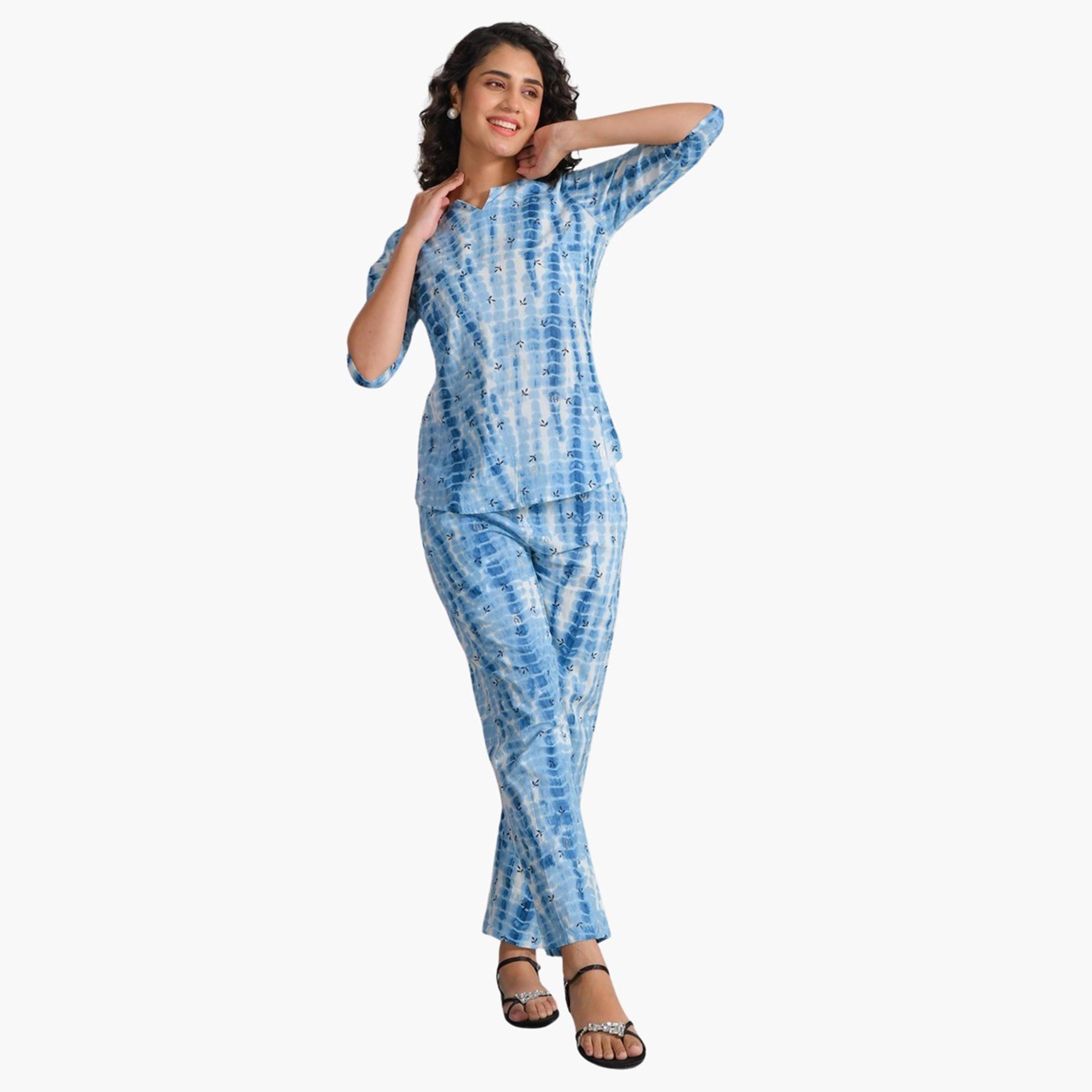 سانسكروتي هومز × ستايلي - طقم بنطال بيجامة وقميص مطبوع من القطن الخالص-women-clothing-nightwear-pyjamas-longsets-image-5