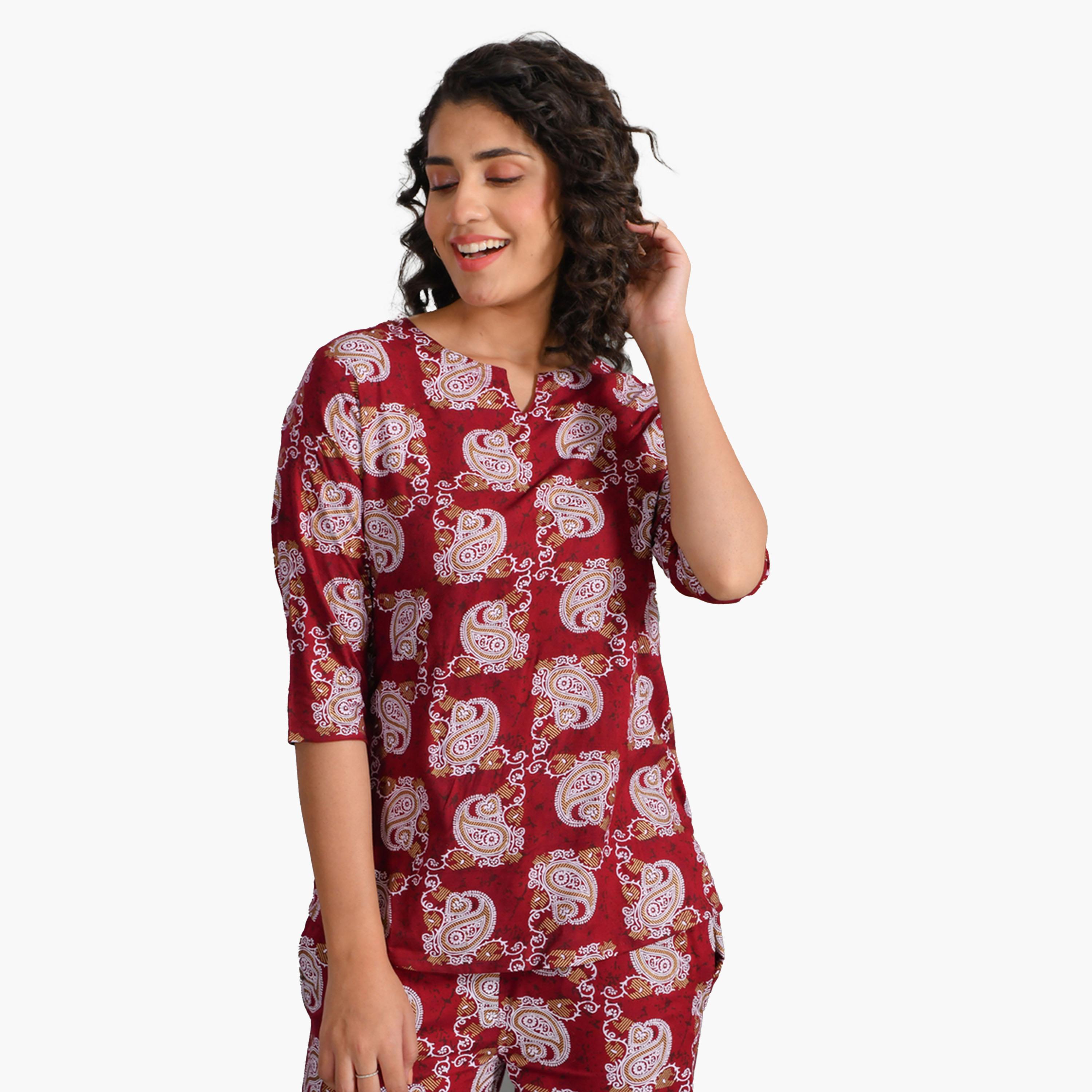 سانسكروتي هومز × ستايلي - طقم بنطال بيجاما وقميص طويل مطبوع-women-clothing-nightwear-pyjamas-longsets-image-2