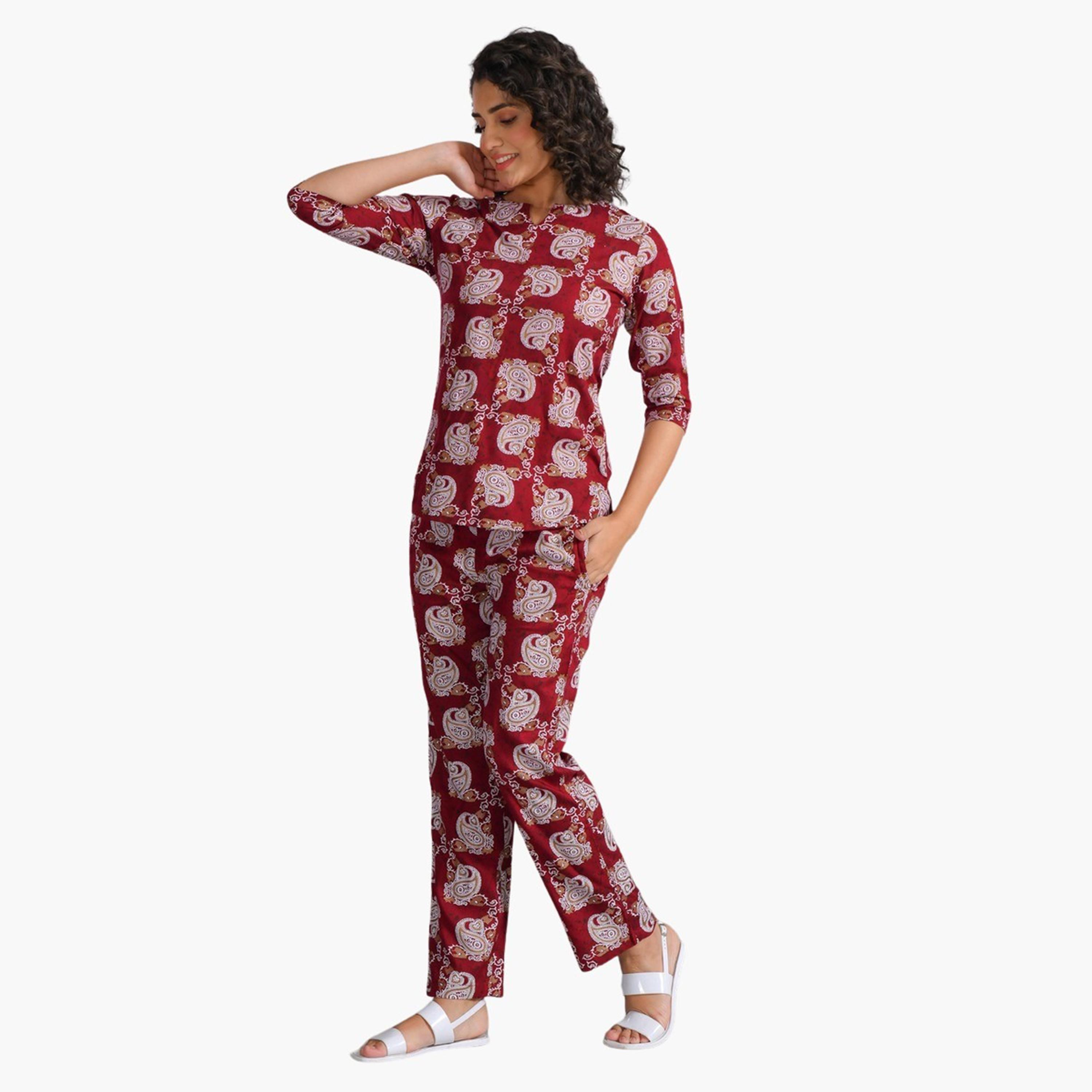 سانسكروتي هومز × ستايلي - طقم بنطال بيجاما وقميص طويل مطبوع-women-clothing-nightwear-pyjamas-longsets-image-4
