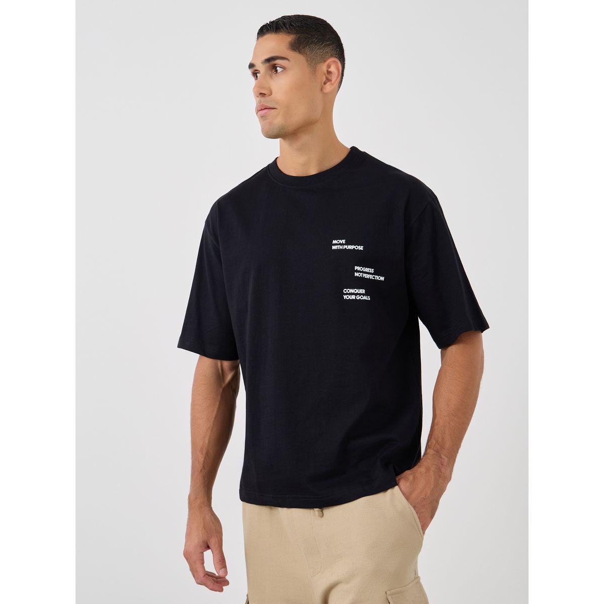 Styli Minimal Chest Print Short Sleeve Oversized T-Shirt-men-clothing-tshirtsandpolos-tshirts-image-1