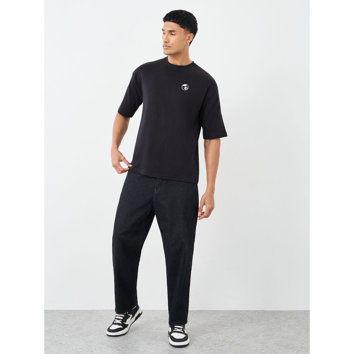 Styli Men Black Graphic Print Oversized T-Shirt-men-clothing-tshirtsandpolos-tshirts-image-2