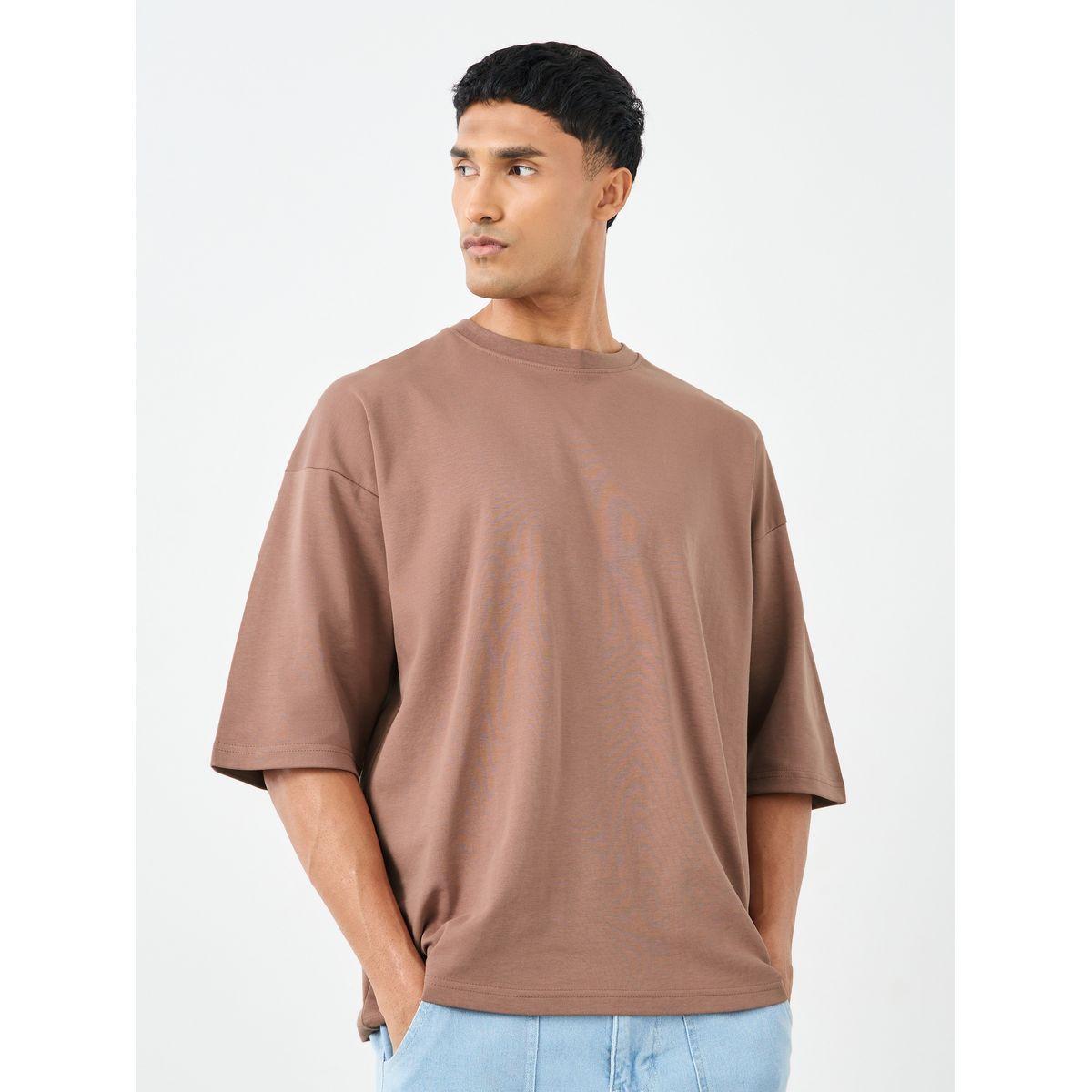 Styli Men Brown Floral Graphic Print Boxy T-Shirt-men-clothing-tshirtsandpolos-tshirts-image-3