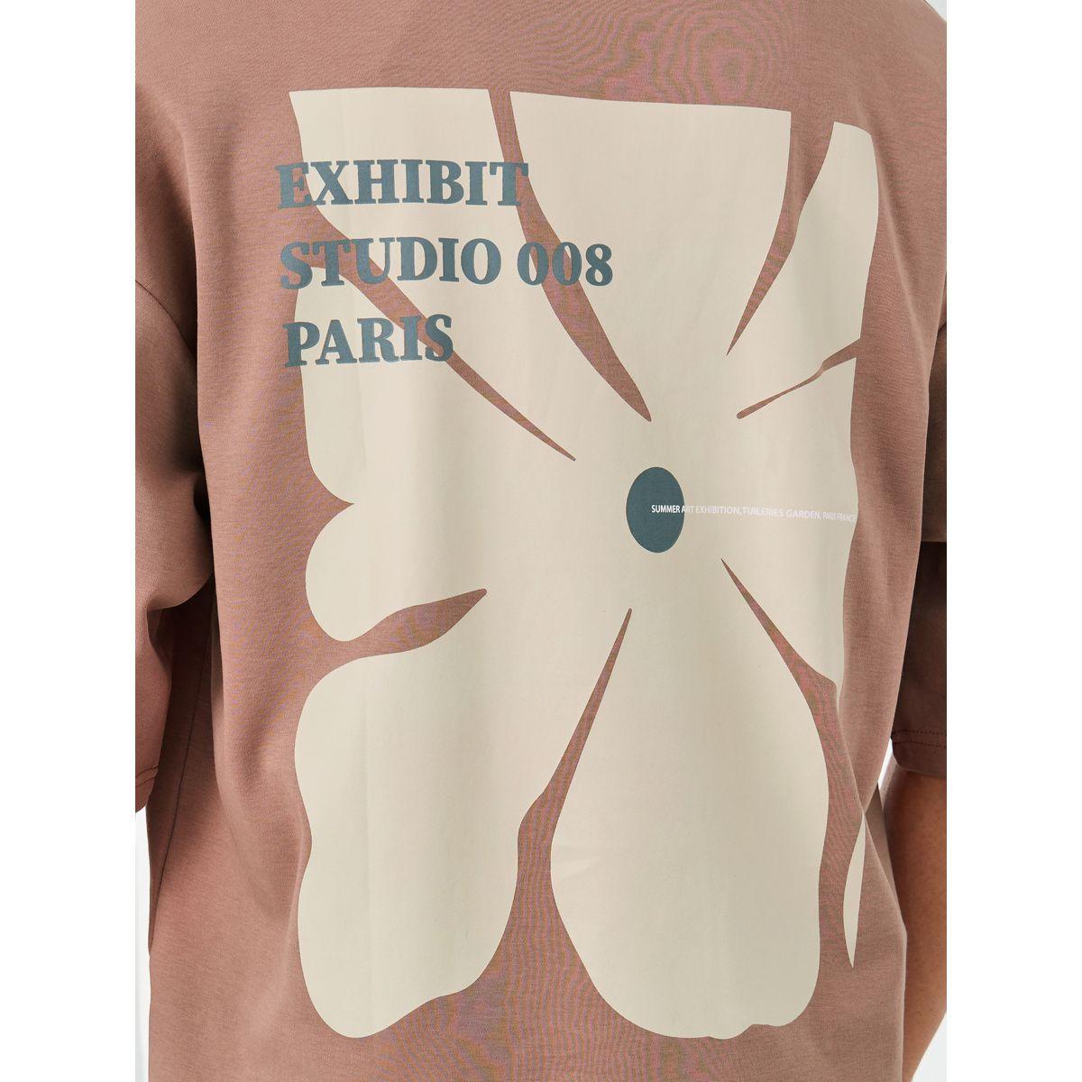 Styli Men Brown Floral Graphic Print Boxy T-Shirt-men-clothing-tshirtsandpolos-tshirts-image-4
