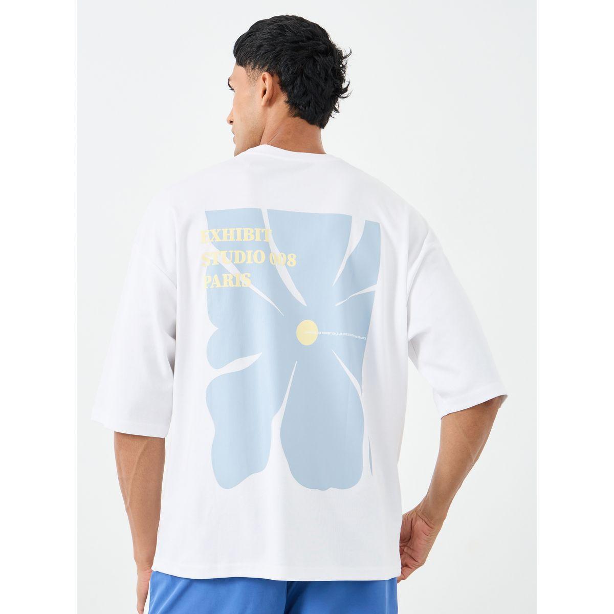 Styli Men White Floral Graphic Print Boxy T-Shirt-men-clothing-tshirtsandpolos-tshirts-image-1