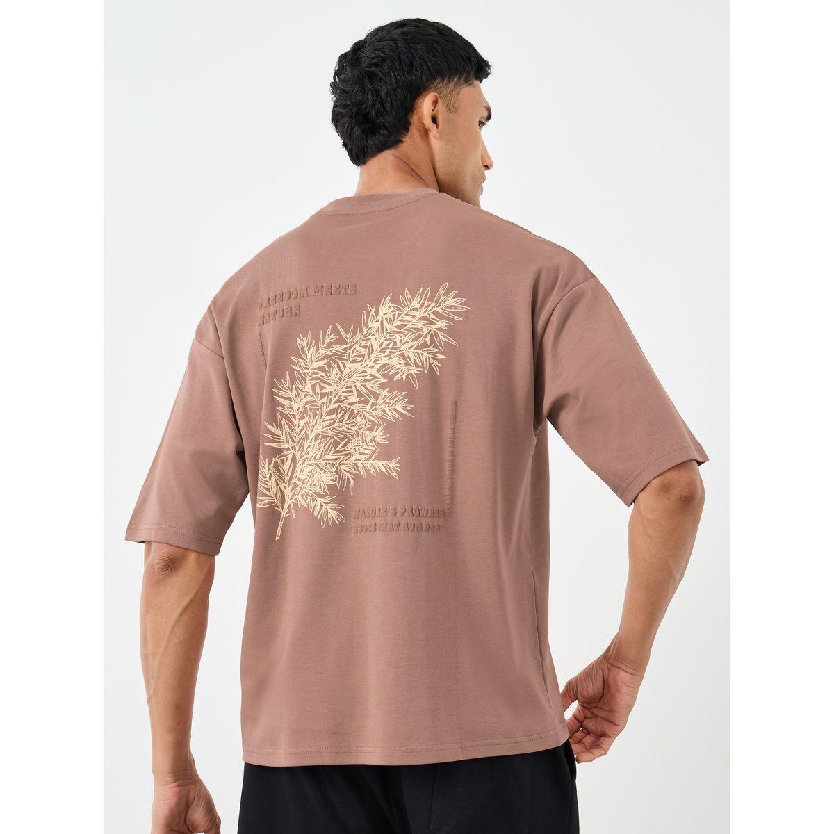 Styli Men Brown Graphic Print Boxy Fit T-Shirt-men-clothing-tshirtsandpolos-tshirts-image-1