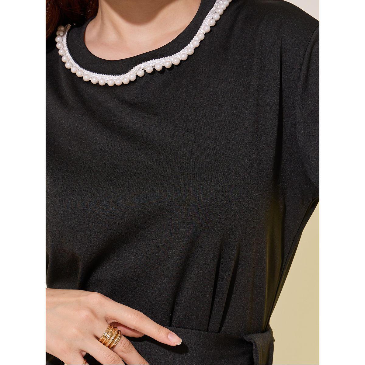Styli Faux Pearl Detail Belted A-Line Maxi Dress-women-clothing-dresses-image-4