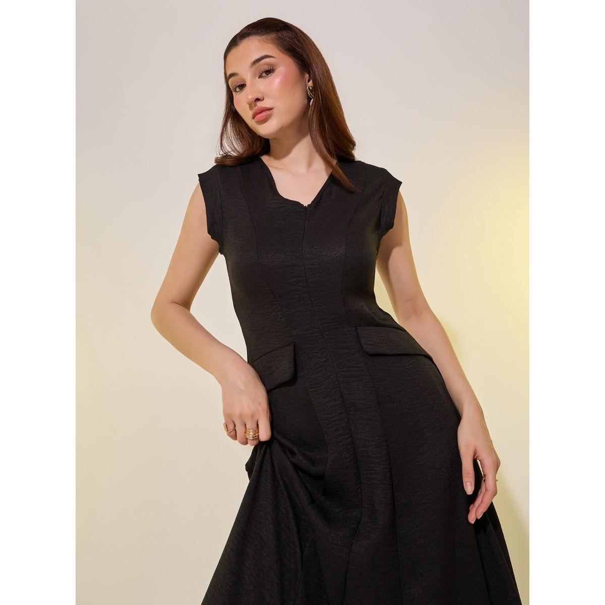 Styli Solid Sleeveless V Neck A-Line Maxi Dress-women-clothing-dresses-image-3