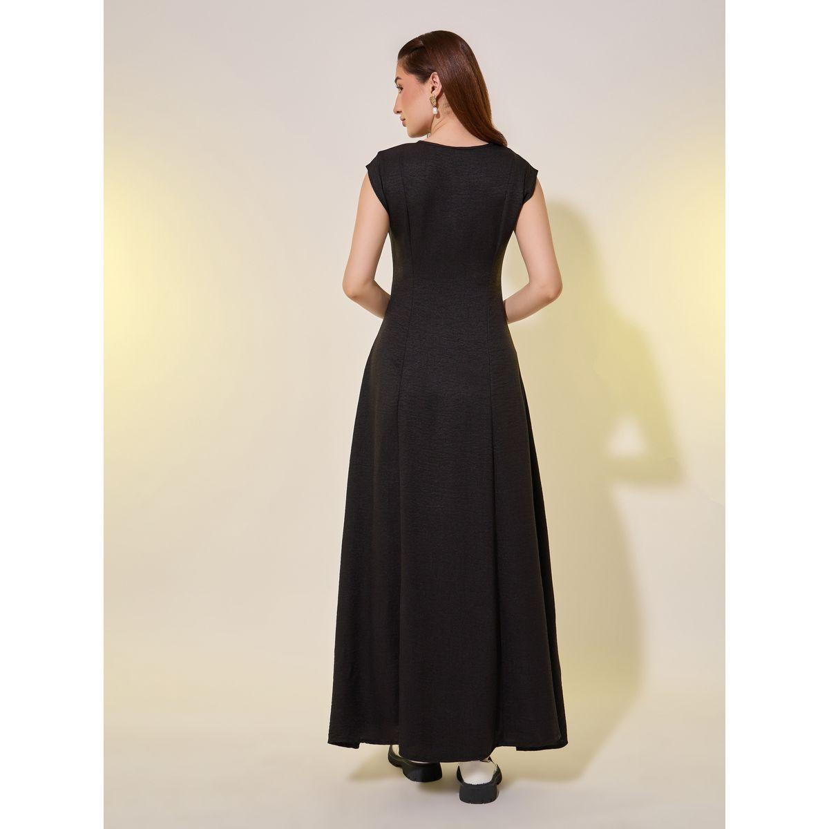 Styli Solid Sleeveless V Neck A-Line Maxi Dress-women-clothing-dresses-image-5