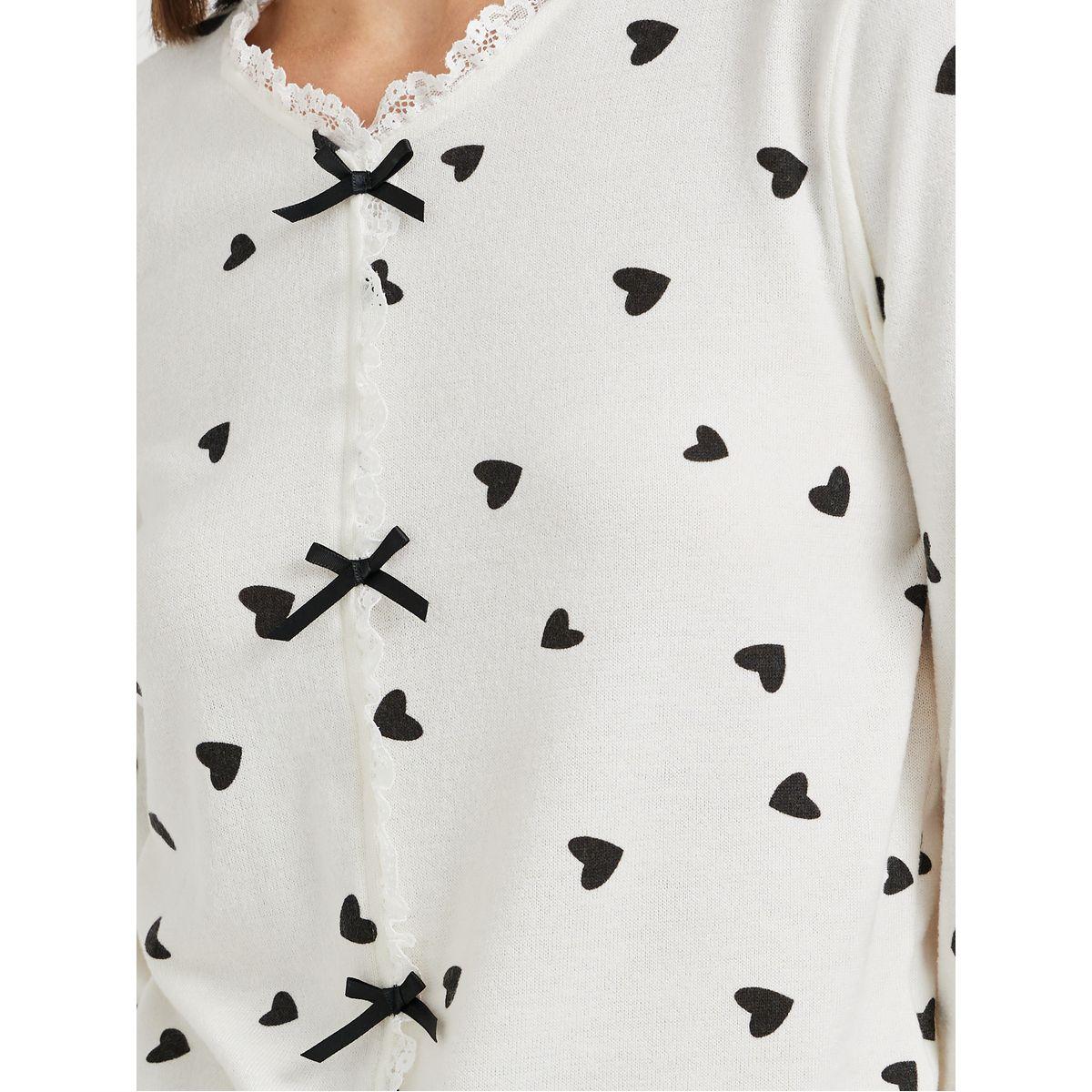 Styli Printed Long Sleeve T-Shirt with Bow Detail and Pyjama Set-women-clothing-nightwear-pyjamas-longsets-image-3