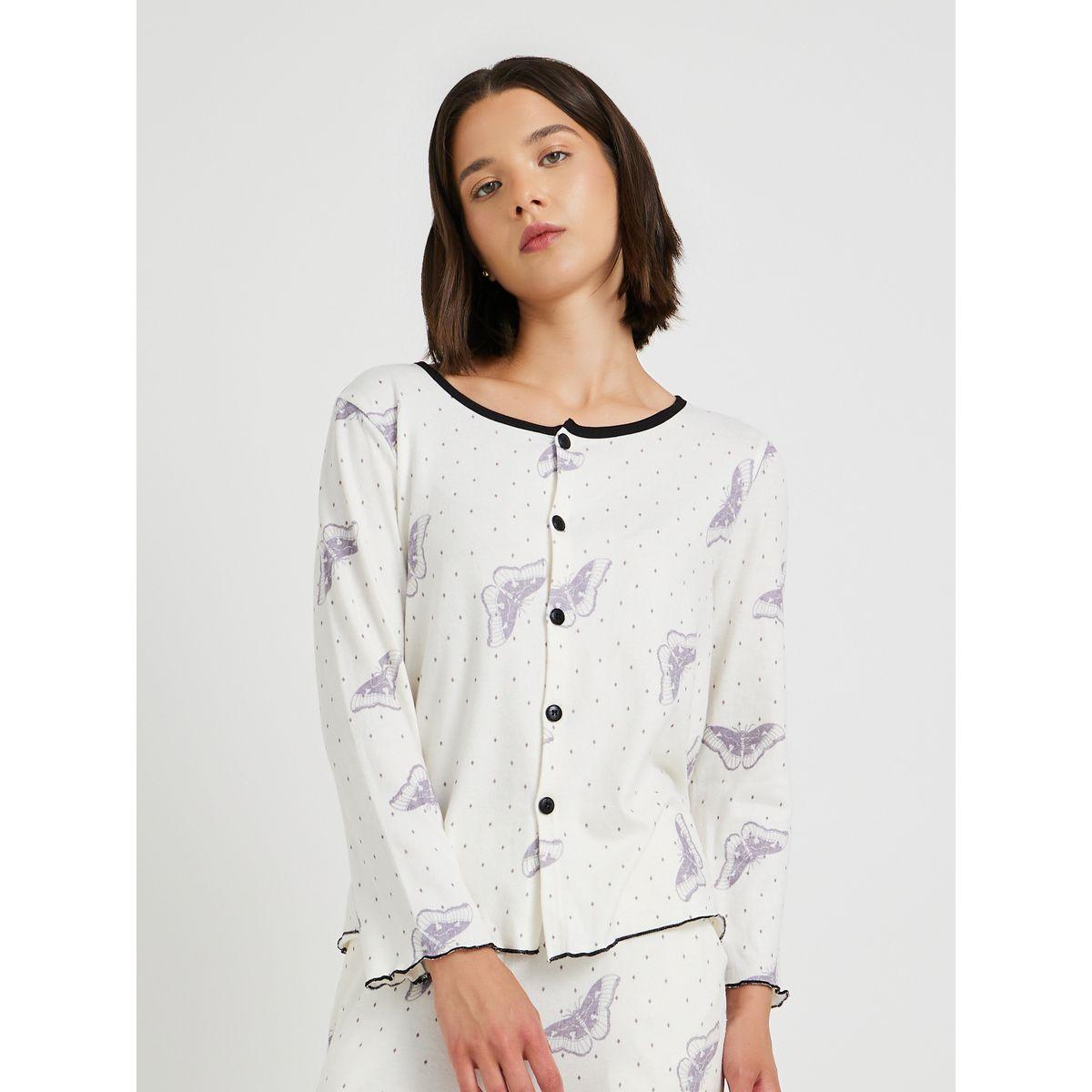 طقم بيجاما من بنطال وبلوزة بطبعات فراشة وأكمام طويلة-women-clothing-nightwear-pyjamas-longsets-image-2