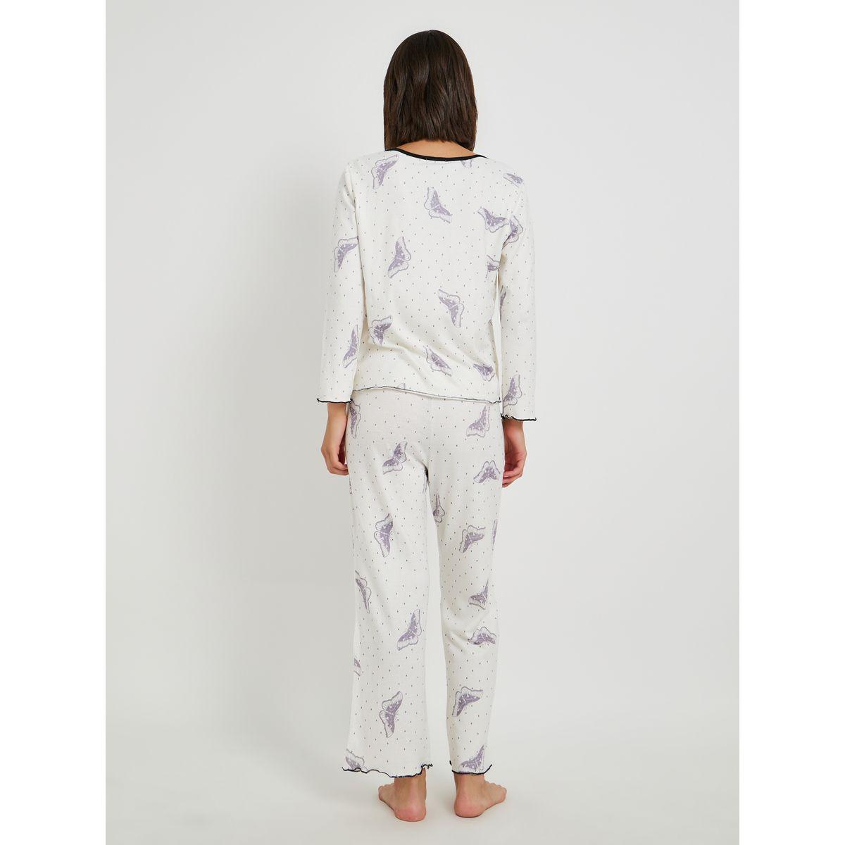 طقم بيجاما من بنطال وبلوزة بطبعات فراشة وأكمام طويلة-women-clothing-nightwear-pyjamas-longsets-image-5