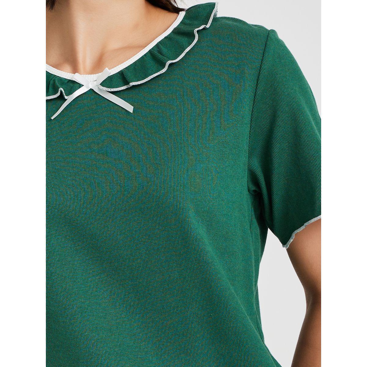 Styli Round Neck Lace Detail T-Shirt and Pyjama Set-women-clothing-nightwear-pyjamas-longsets-image-3