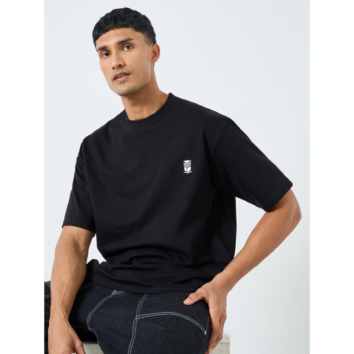 Styli Men Black Cotton Crew Neck T-Shirt-men-clothing-tshirtsandpolos-tshirts-image-1