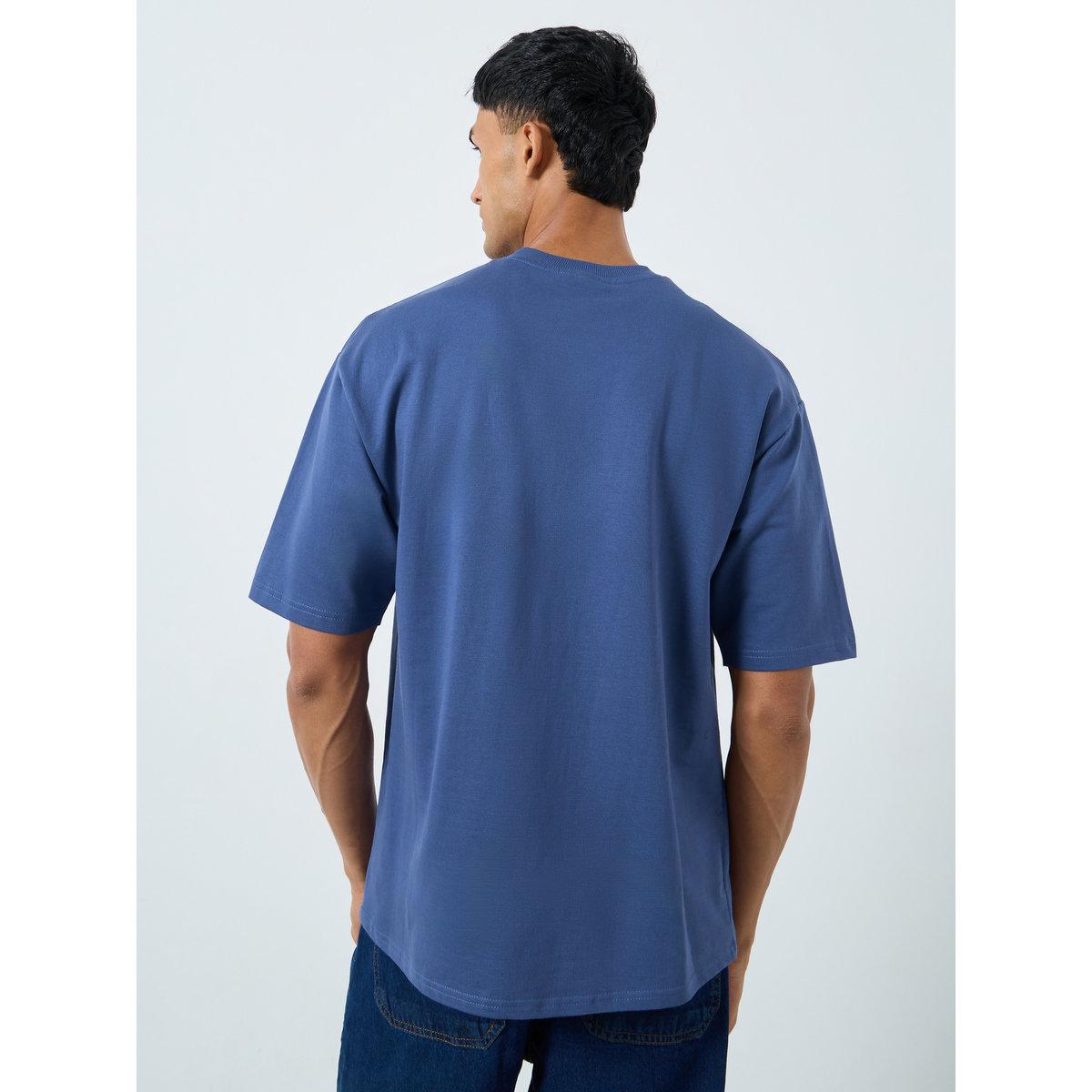 Styli Men Blue Cotton Crew Neck T-Shirt-men-clothing-tshirtsandpolos-tshirts-image-4