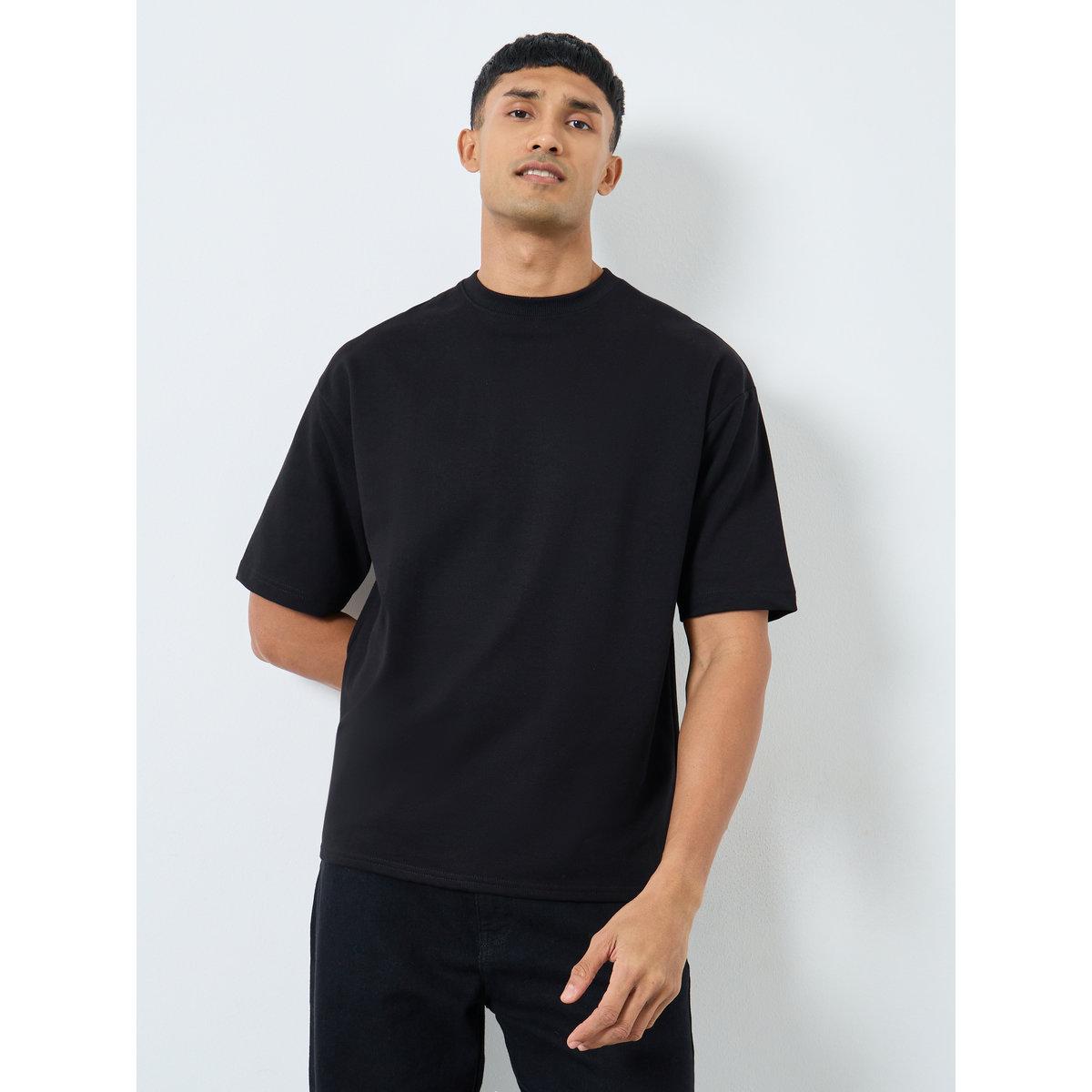 Styli Men Black Oversized T-Shirt with Worldwide Print-men-clothing-tshirtsandpolos-tshirts-image-2