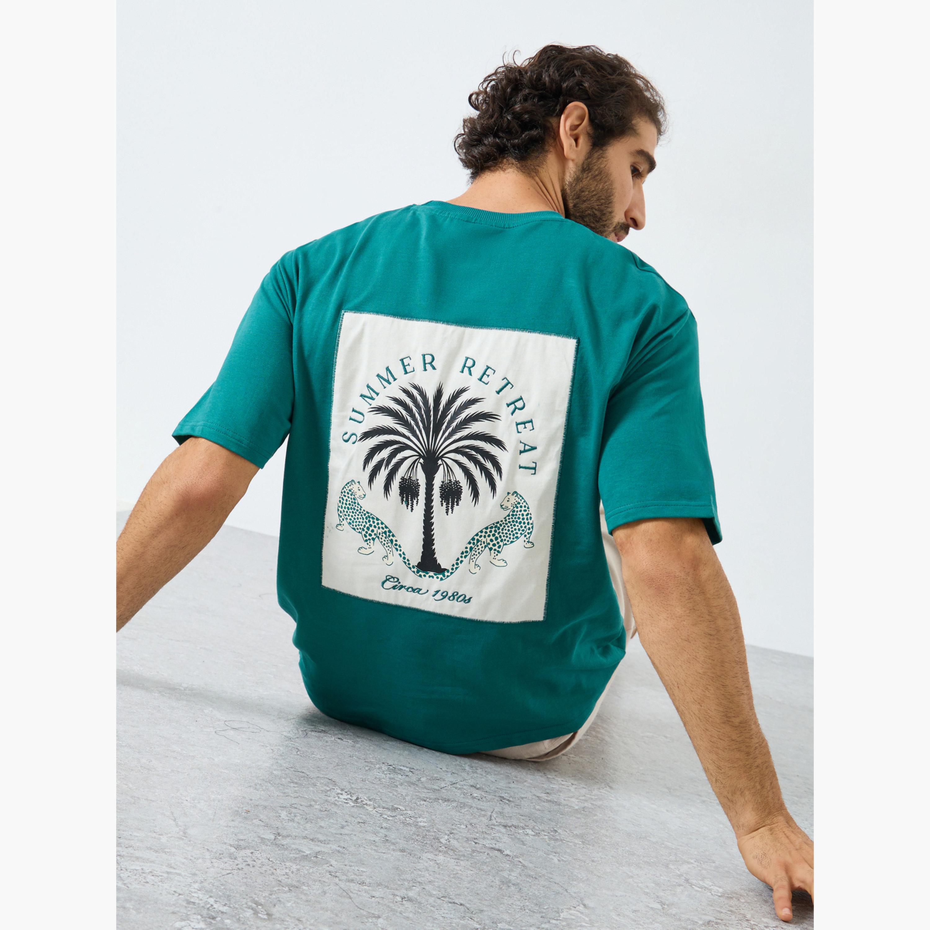Styli Men Teal Patch Graphic Oversized T-Shirt-men-clothing-tshirtsandpolos-tshirts-image-3