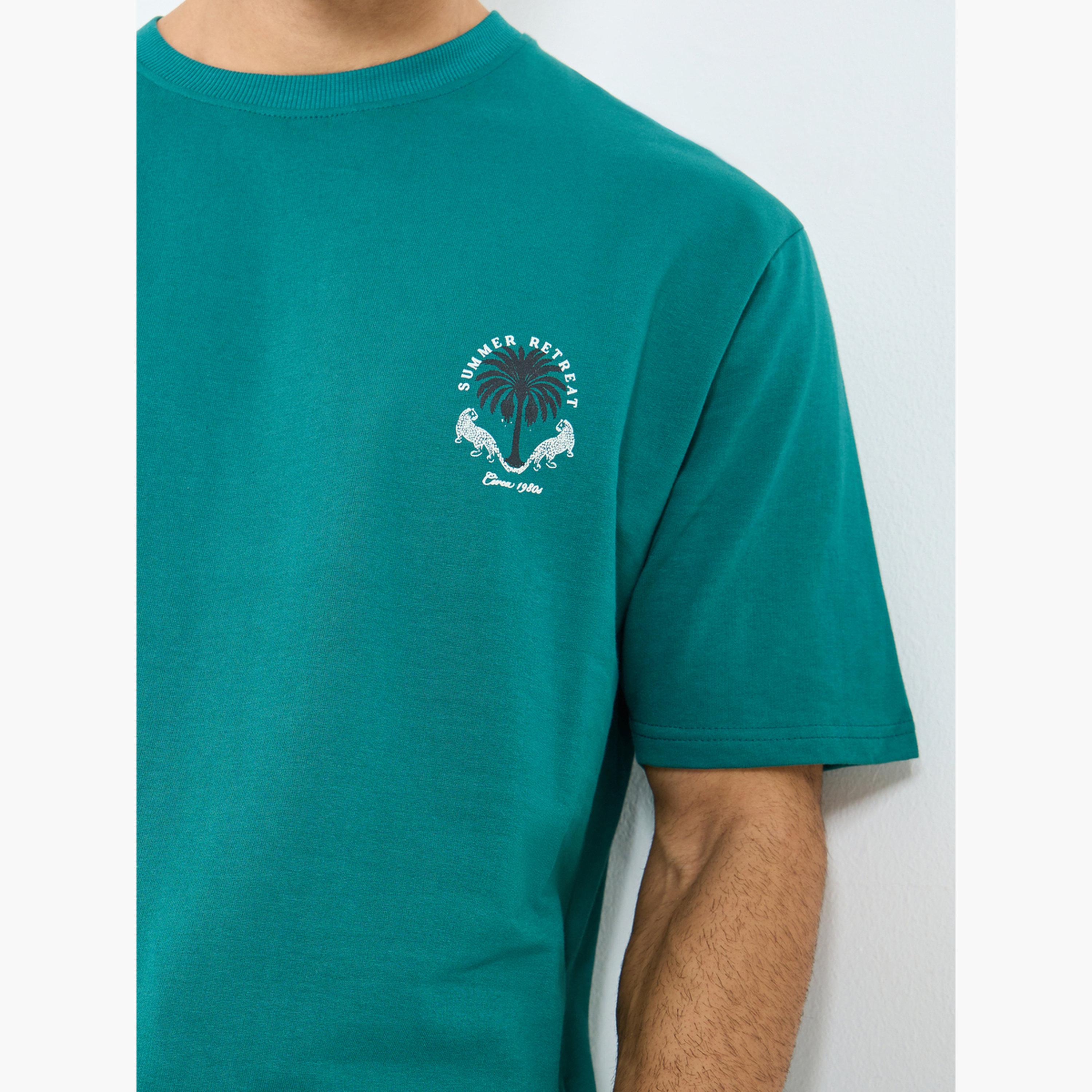 Styli Men Teal Patch Graphic Oversized T-Shirt-men-clothing-tshirtsandpolos-tshirts-image-4