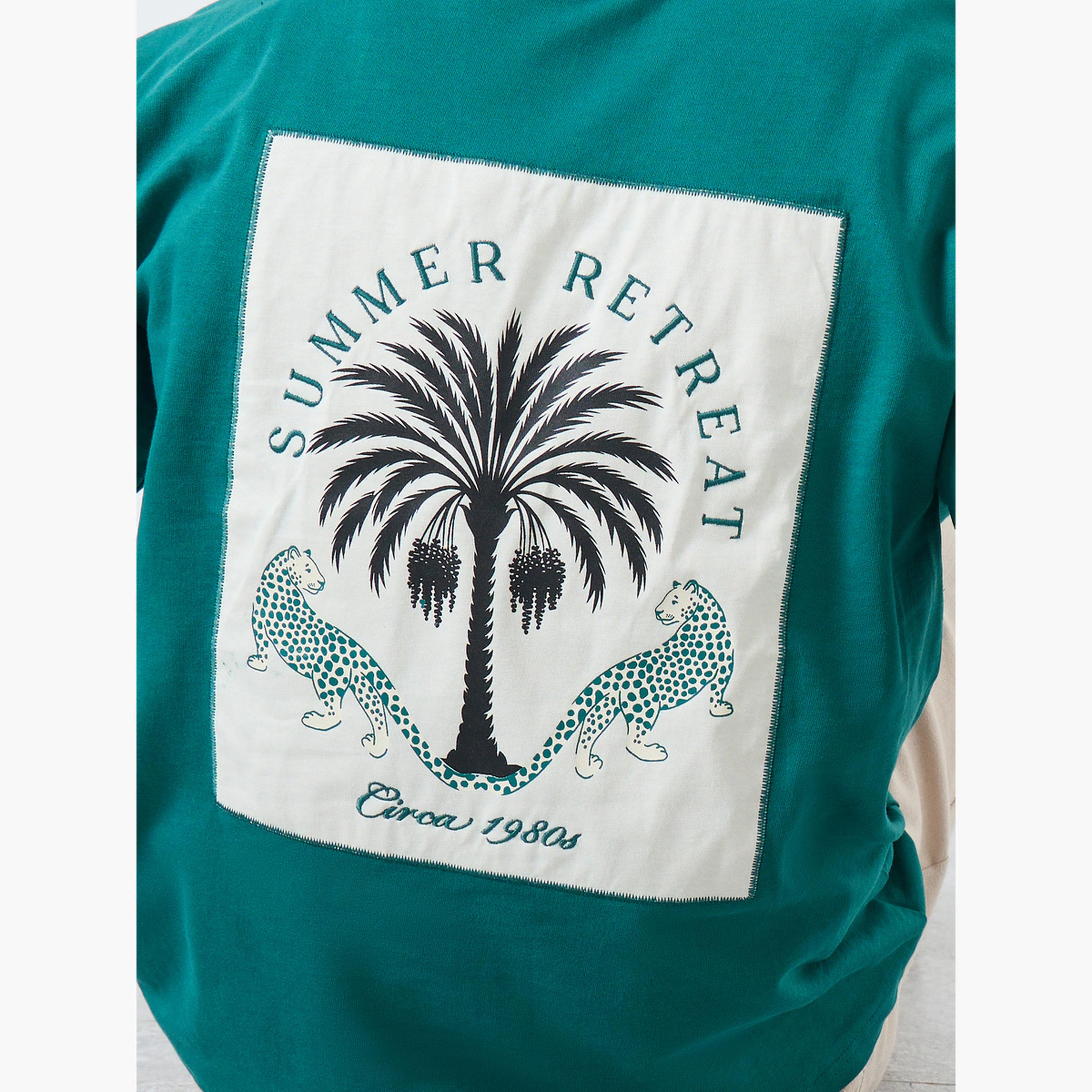 Styli Men Teal Patch Graphic Oversized T-Shirt-men-clothing-tshirtsandpolos-tshirts-image-5