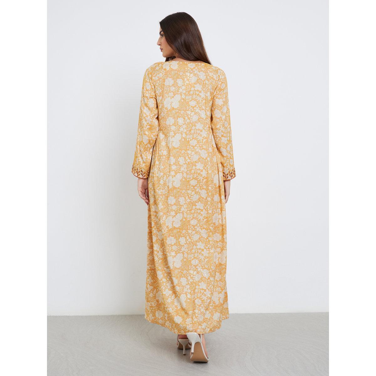 أميرة x ستايلي جلابية بطبعة زهور مع وشاح-women-arabicclothing-jalabiyas-image-5