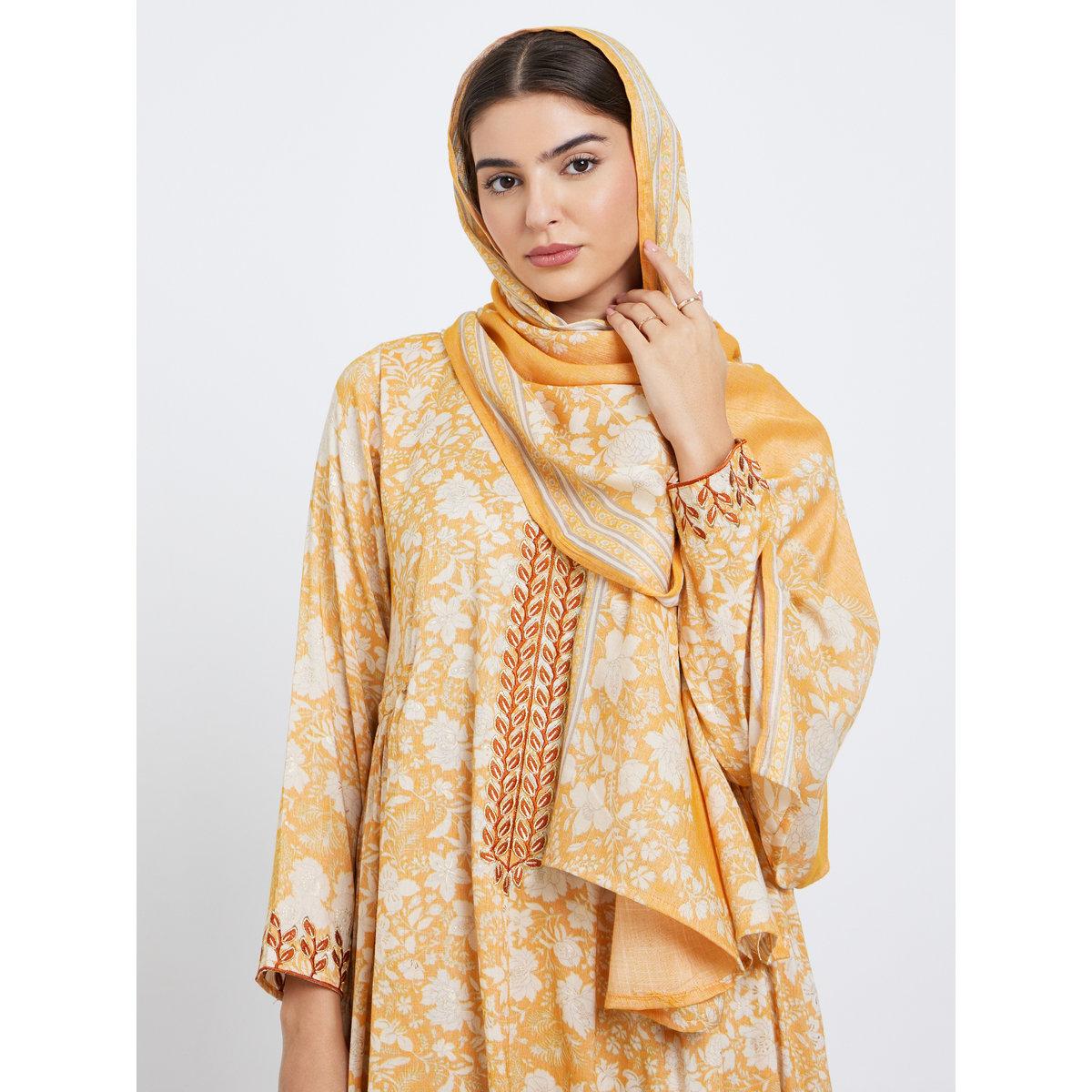 أميرة x ستايلي جلابية بطبعة زهور مع وشاح-women-arabicclothing-jalabiyas-image-6