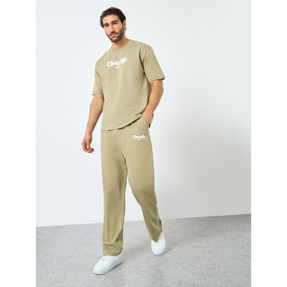 Styli Chicago Print Oversized T-Shirt and Joggers Co-ords-men-clothing-coordsets-image-1