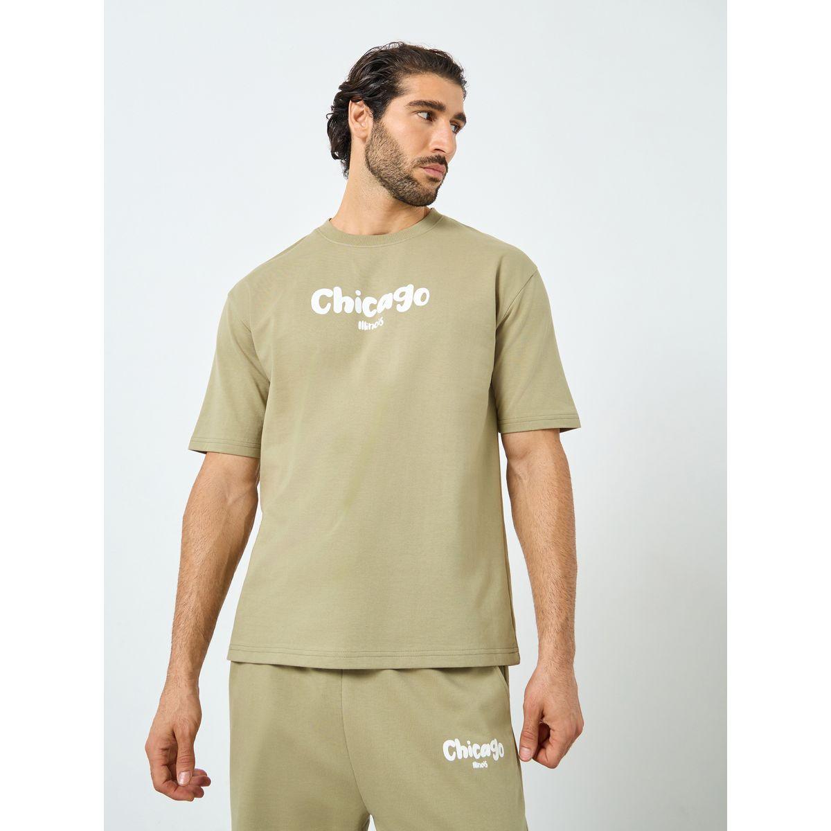 Styli Chicago Print Oversized T-Shirt and Joggers Co-ords-men-clothing-coordsets-image-2