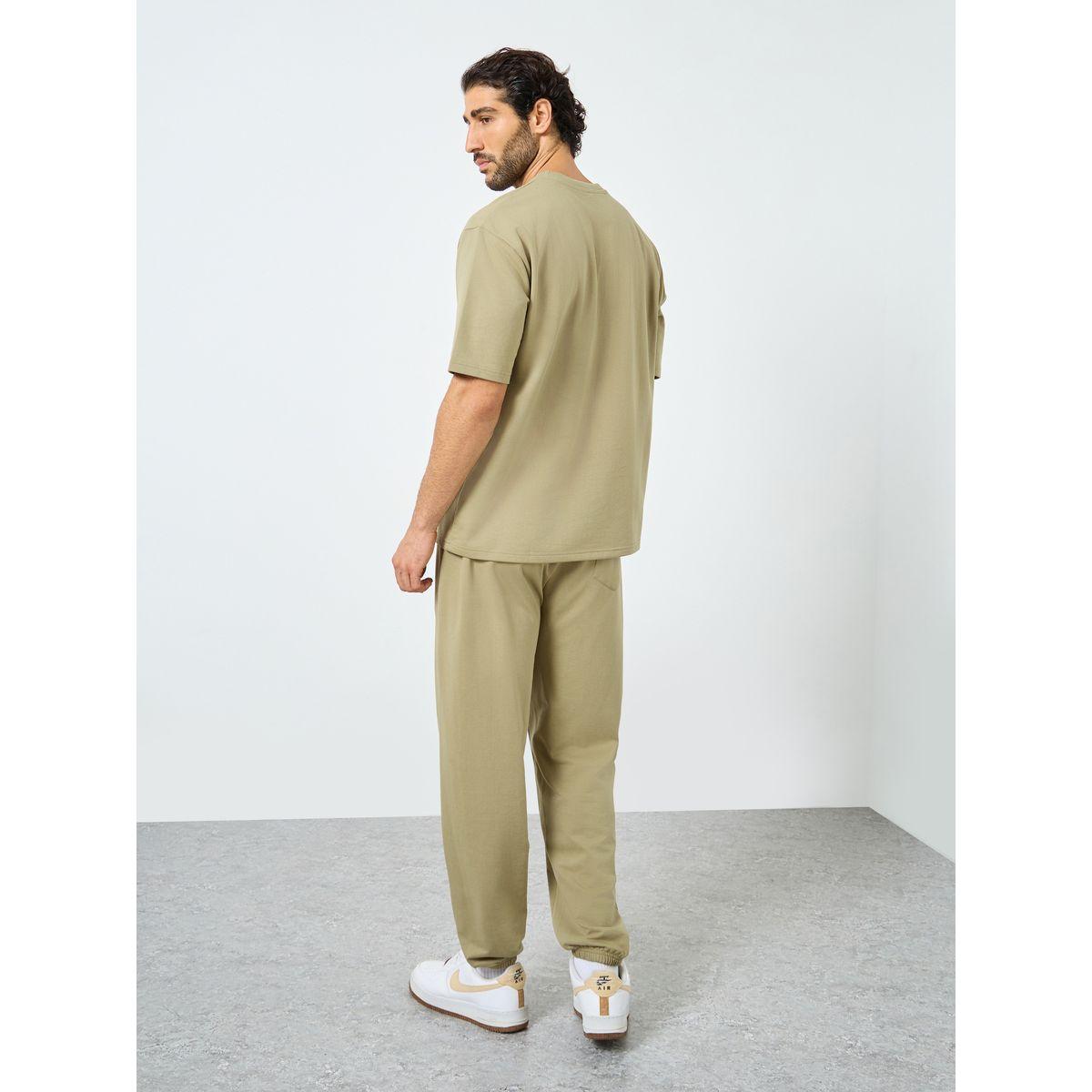 Styli Badge Oversized T-Shirt and Elasticated Joggers Co-Ords-men-clothing-coordsets-image-5