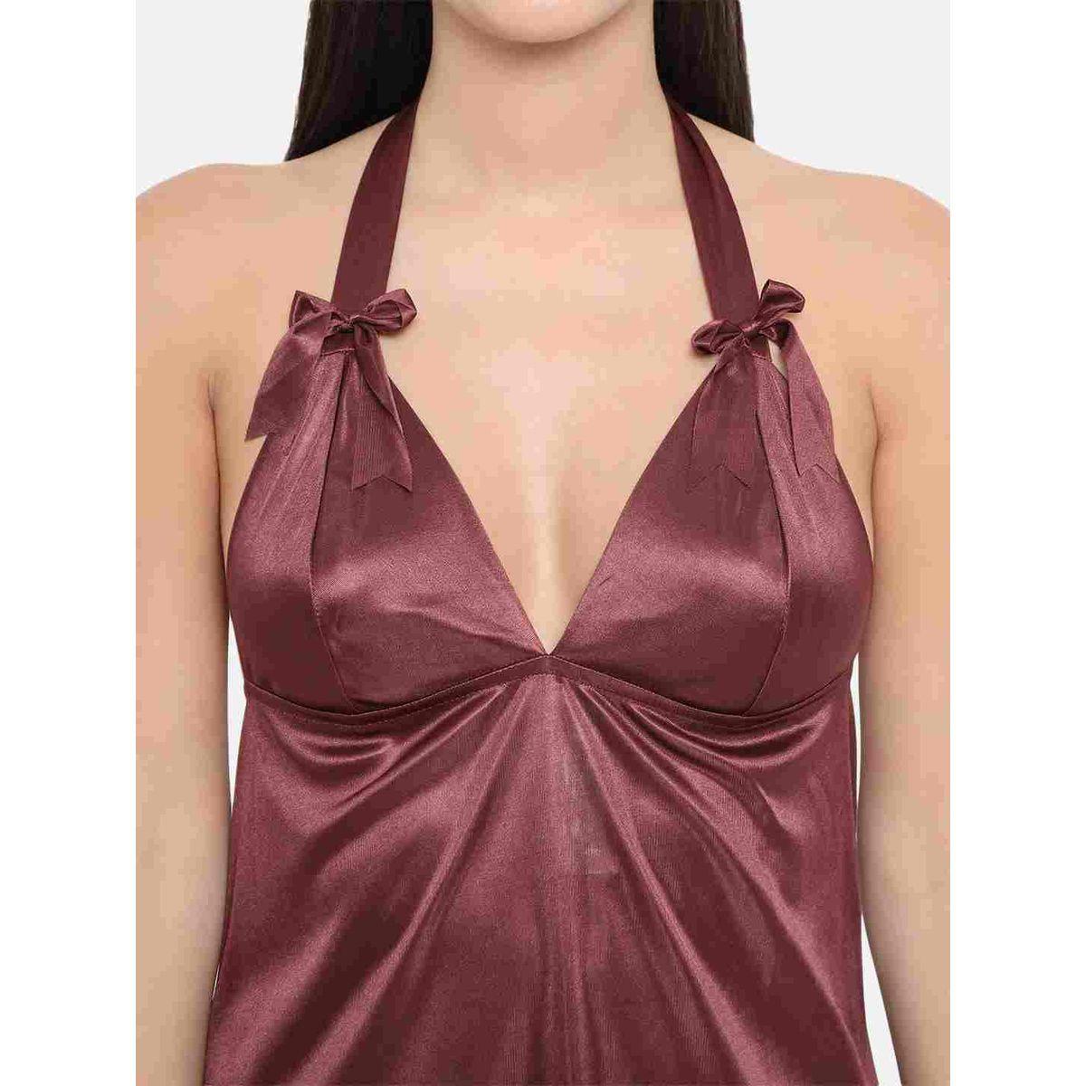 KLAMOTTEN Solid Halter Neck Babydoll with Bow Detail-women-clothing-lingerie-babydollsandbodysuits-image-5