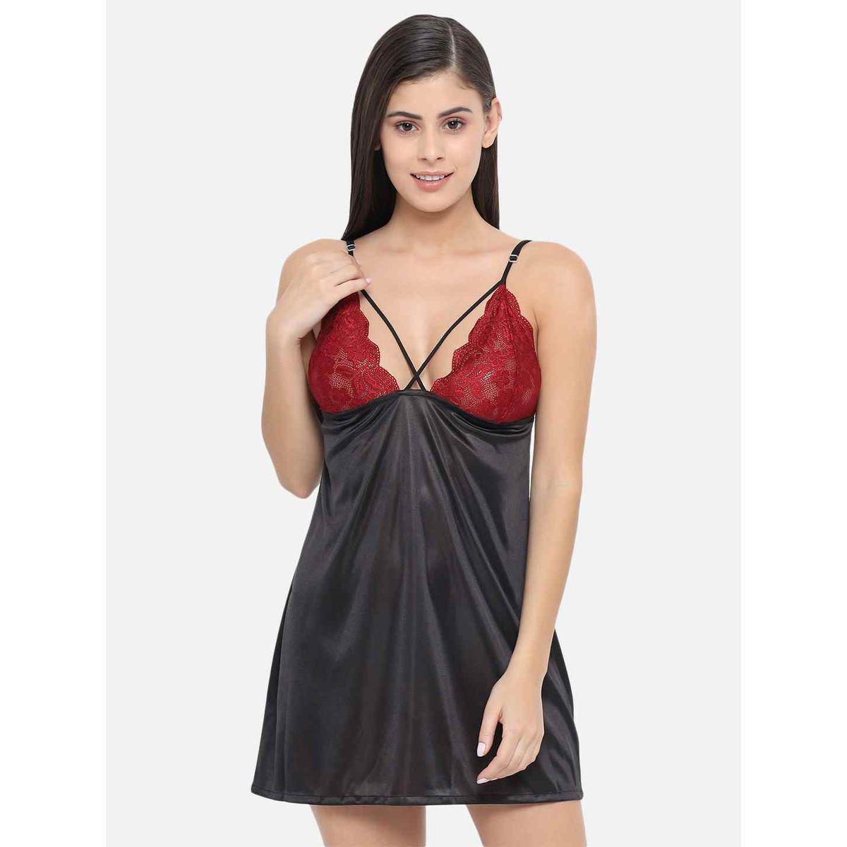 KLAMOTTEN Lace Insert V Neck Strappy Babydoll-women-clothing-lingerie-babydollsandbodysuits-image-1