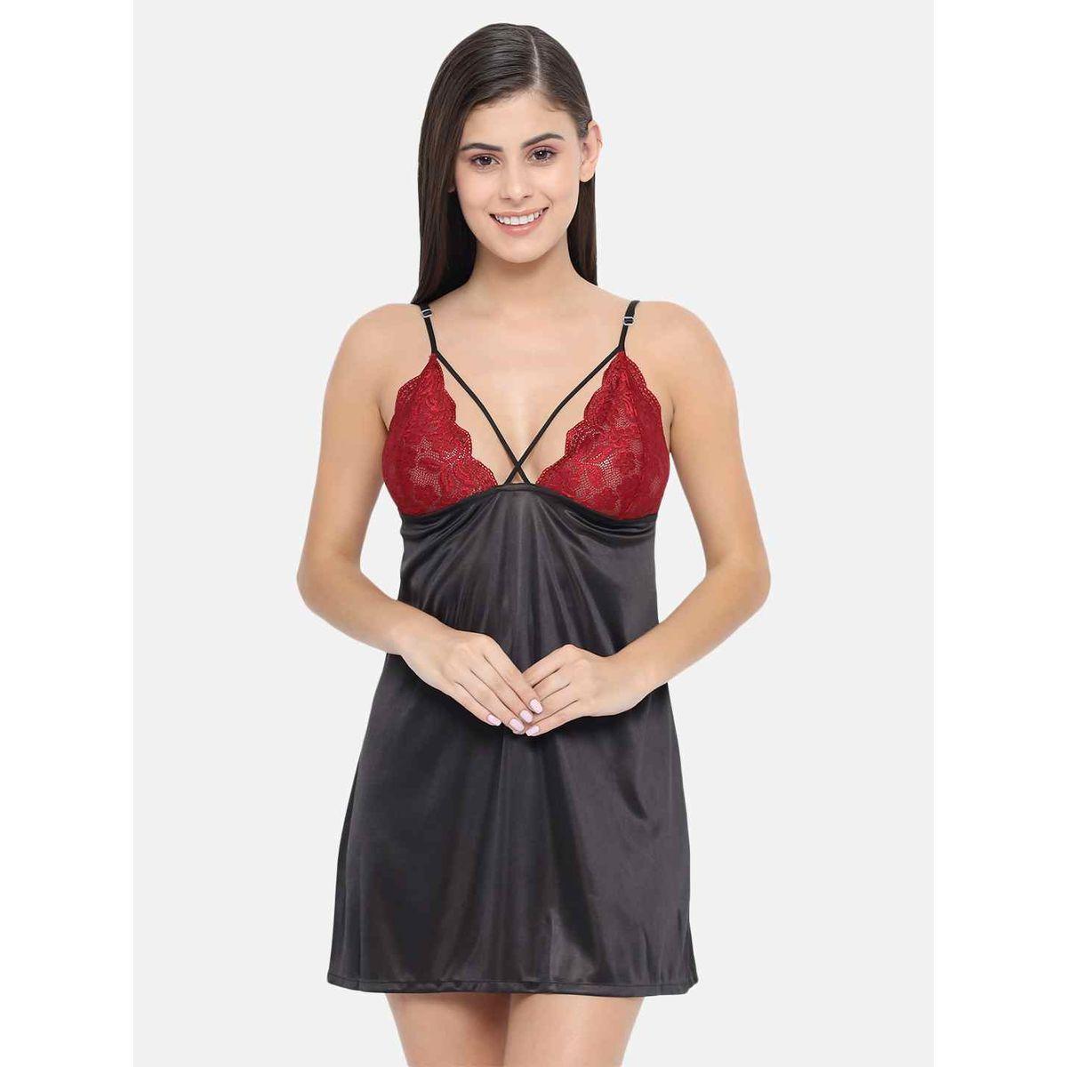 KLAMOTTEN Lace Insert V Neck Strappy Babydoll-women-clothing-lingerie-babydollsandbodysuits-image-2