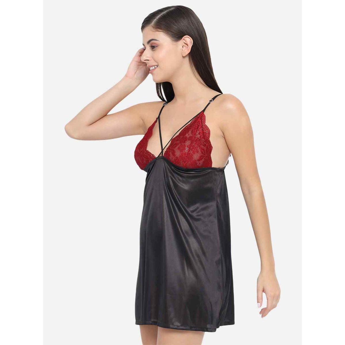 KLAMOTTEN Lace Insert V Neck Strappy Babydoll-women-clothing-lingerie-babydollsandbodysuits-image-3