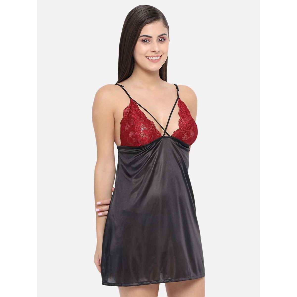 KLAMOTTEN Lace Insert V Neck Strappy Babydoll-women-clothing-lingerie-babydollsandbodysuits-image-4