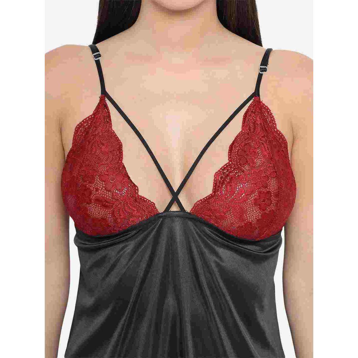 KLAMOTTEN Lace Insert V Neck Strappy Babydoll-women-clothing-lingerie-babydollsandbodysuits-image-5