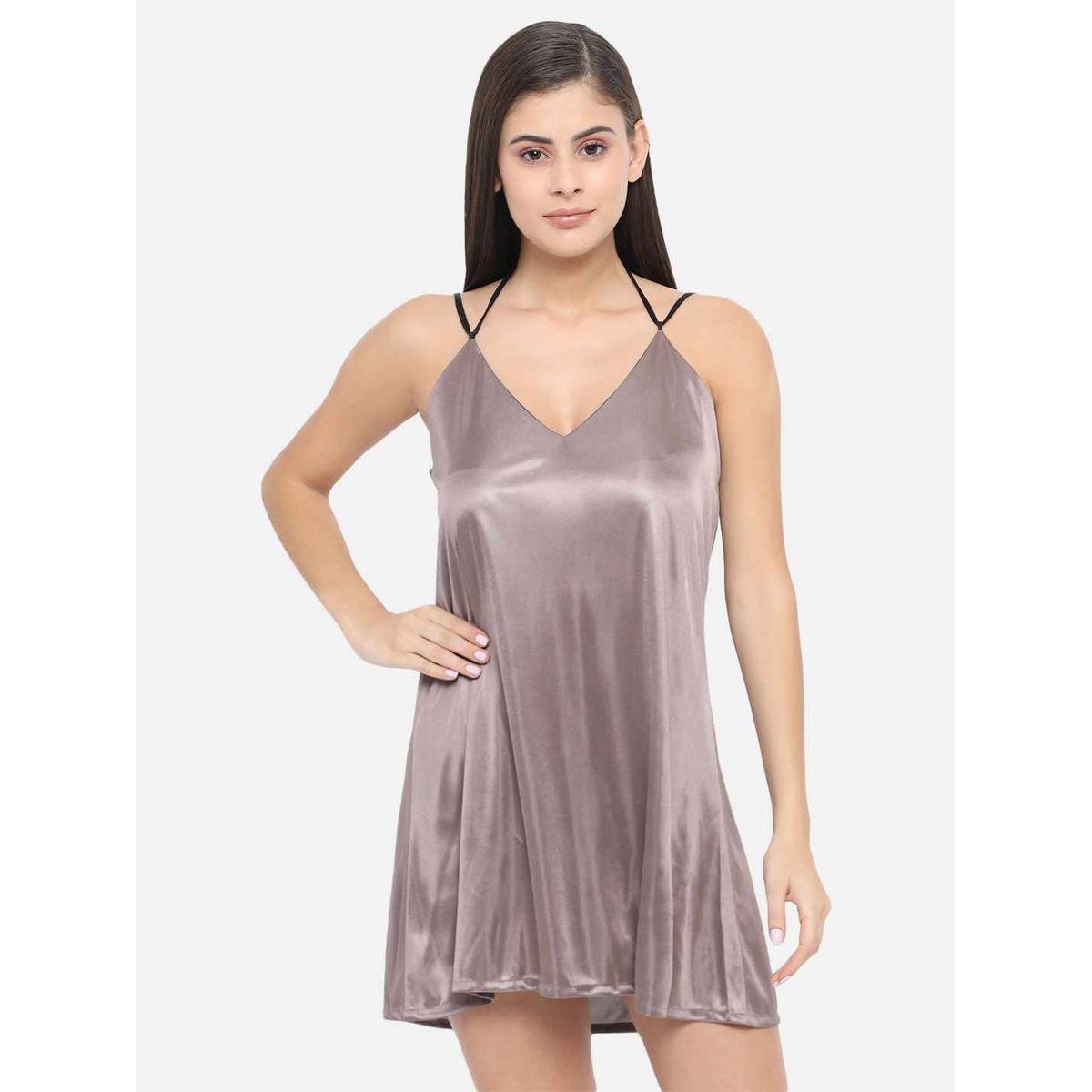 KLAMOTTEN Solid V Neck Strappy Satin Babydoll-women-clothing-lingerie-babydollsandbodysuits-image-3