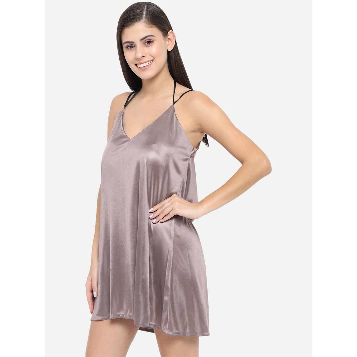 KLAMOTTEN Solid V Neck Strappy Satin Babydoll-women-clothing-lingerie-babydollsandbodysuits-image-5