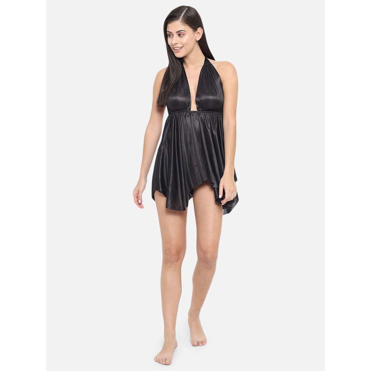 بيبي دول ساتان سادة بياقة هولتر-women-clothing-lingerie-babydollsandbodysuits-image-1
