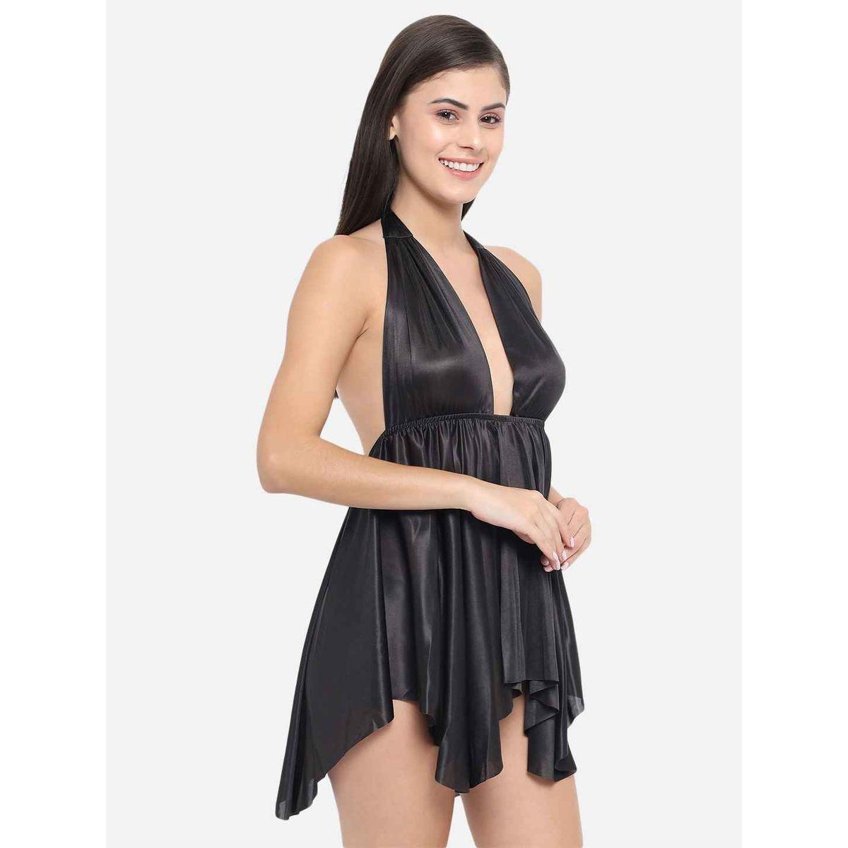 بيبي دول ساتان سادة بياقة هولتر-women-clothing-lingerie-babydollsandbodysuits-image-4