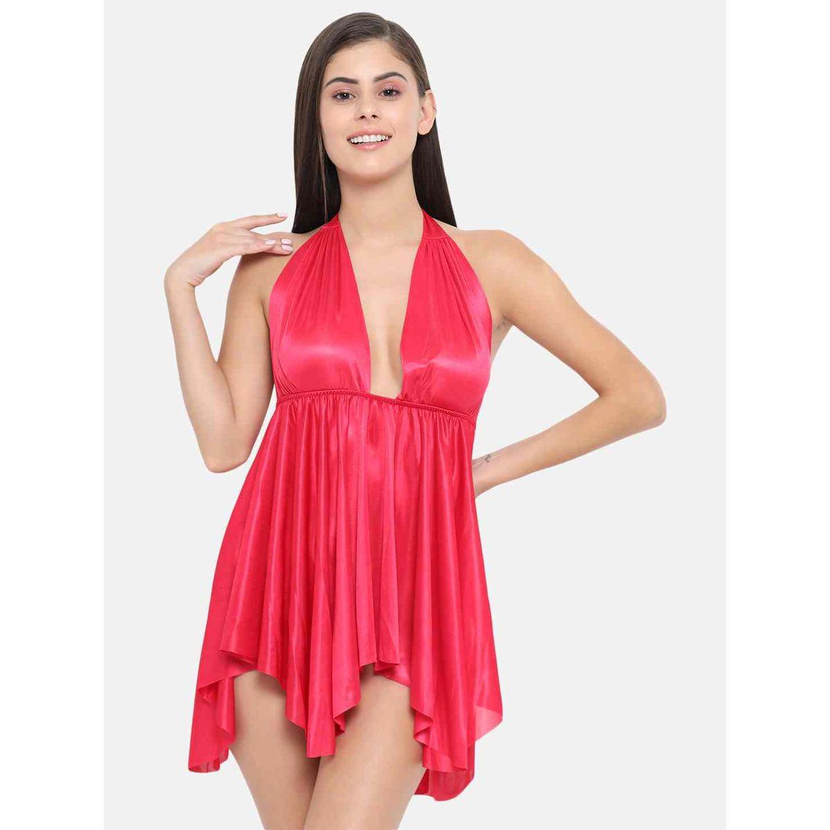 بيبي دول ساتان سادة بياقة هولتر-women-clothing-lingerie-babydollsandbodysuits-image-3